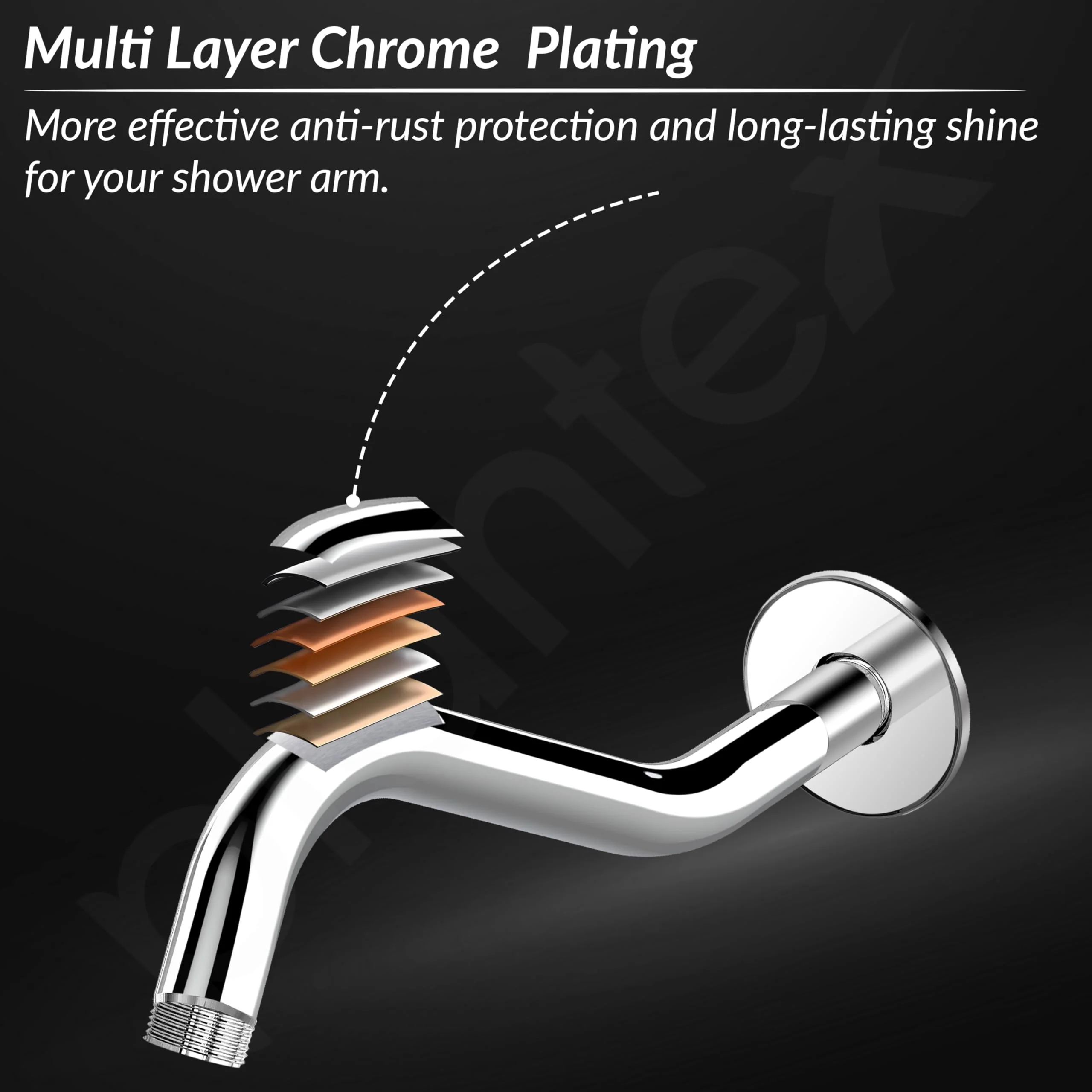 Plantex 11-Inch S-Shaped Shower Arm for Overhead Shower/Stainless Steel Shower Pipe/Wall Mount Bathroom Fitting with ½-Inch Thread - Pack of 1 (Chrome) - Image 2
