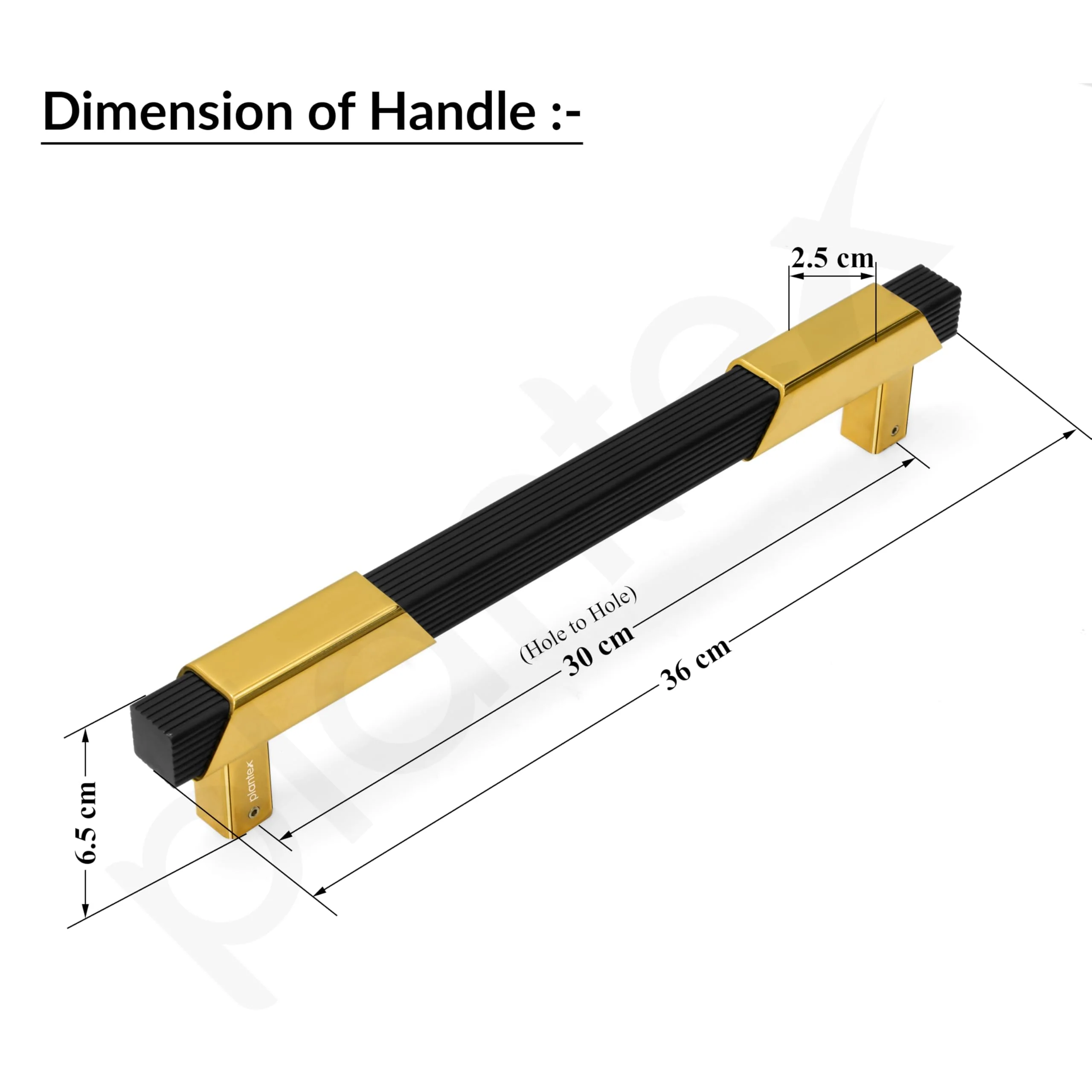 Plantex 14 Inch Main Door Handle/Aluminium Door Handle/Pull-Push Door Handle/Door Accessories (Pack of 1, Black & Gold) - Image 2