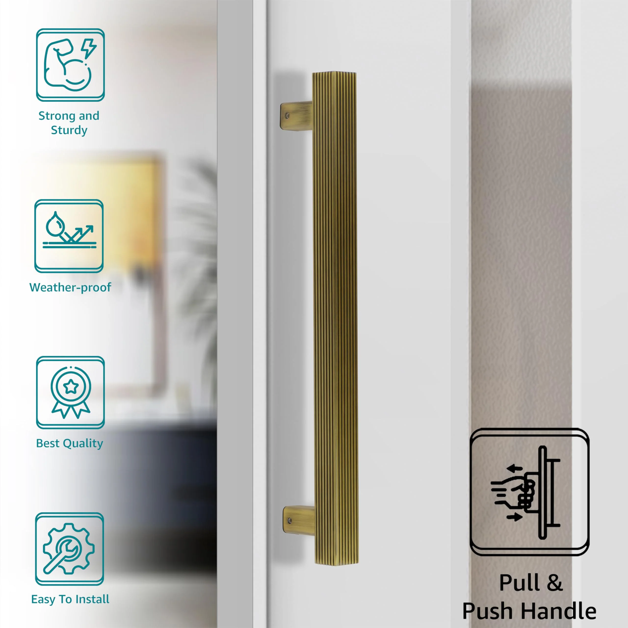 Plantex 14 Inch Main Door Handle/Pull-Push Handle for Door & Home Dรฉcor/3 Years Warranty Pack of 1 (236-Brass Antique Finish) - Image 2