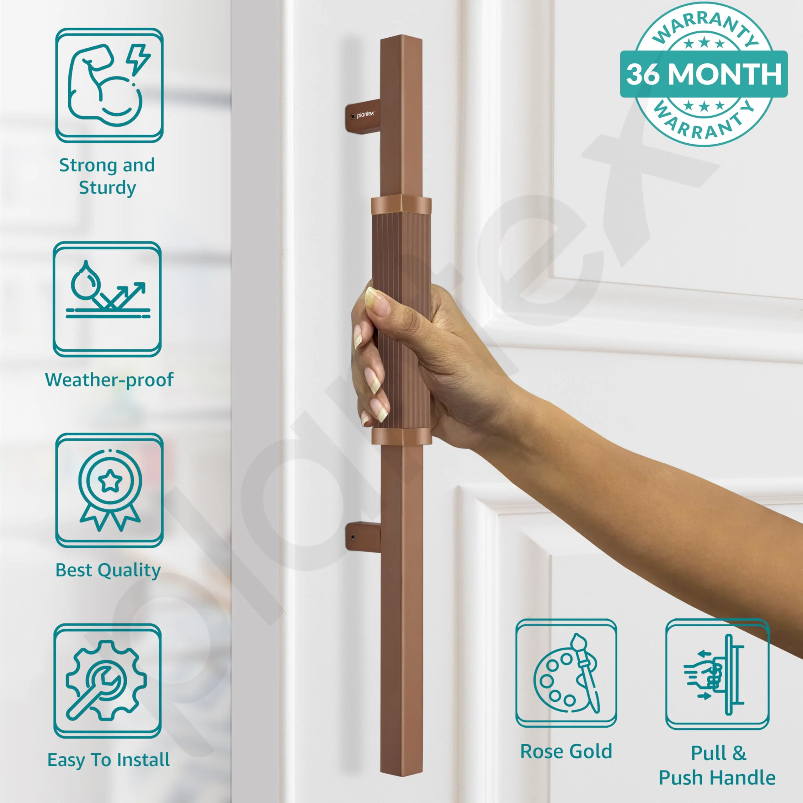 Plantex 20.5 Inch Main Door Handle/Aluminium Door Handle/Pull-Push Door Handle - (Pack of 1, Rose Gold) - Image 2