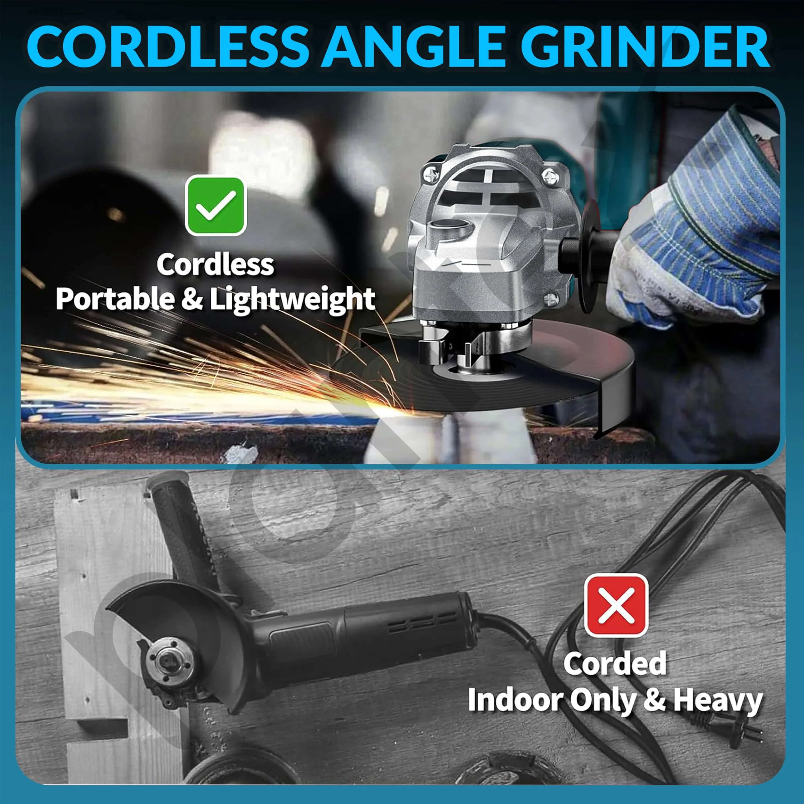 Plantex 21V Cordless Angle Grinder Machine with Battery and Charger/Load Speed 8500rpm/Grinding Tool/Brushless Motor - (Blue & Black) - Image 7