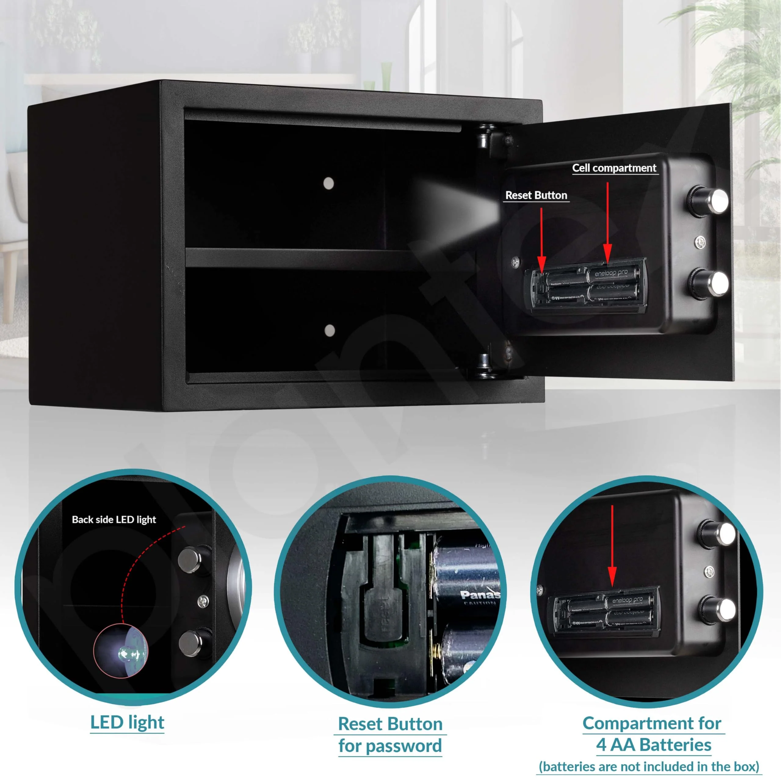 Plantex 23 Litre Electronic Safe Locker for Home/Safety Locker Box with LED Light & Master Code Access/Tijori with Emergency Key/2 Years Warranty by Plantex - Black (Metal) - Image 5