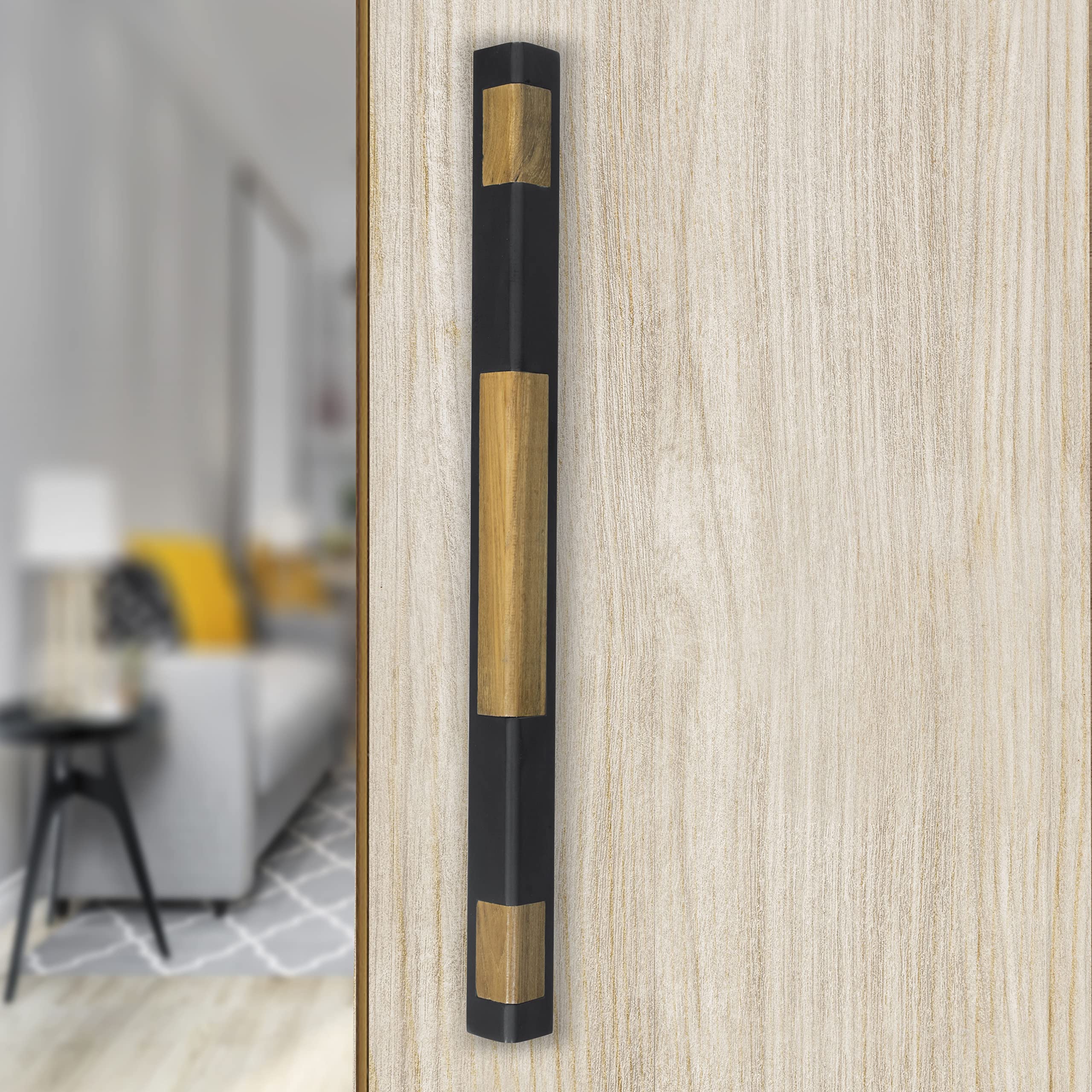 Plantex 281 Premium 14-inch Door Pull-Push Main Door Handle for Glass Door/House/Hotel/Office Door Hardware (Black & Wood Finish) - 3 Years Warranty - Image 5