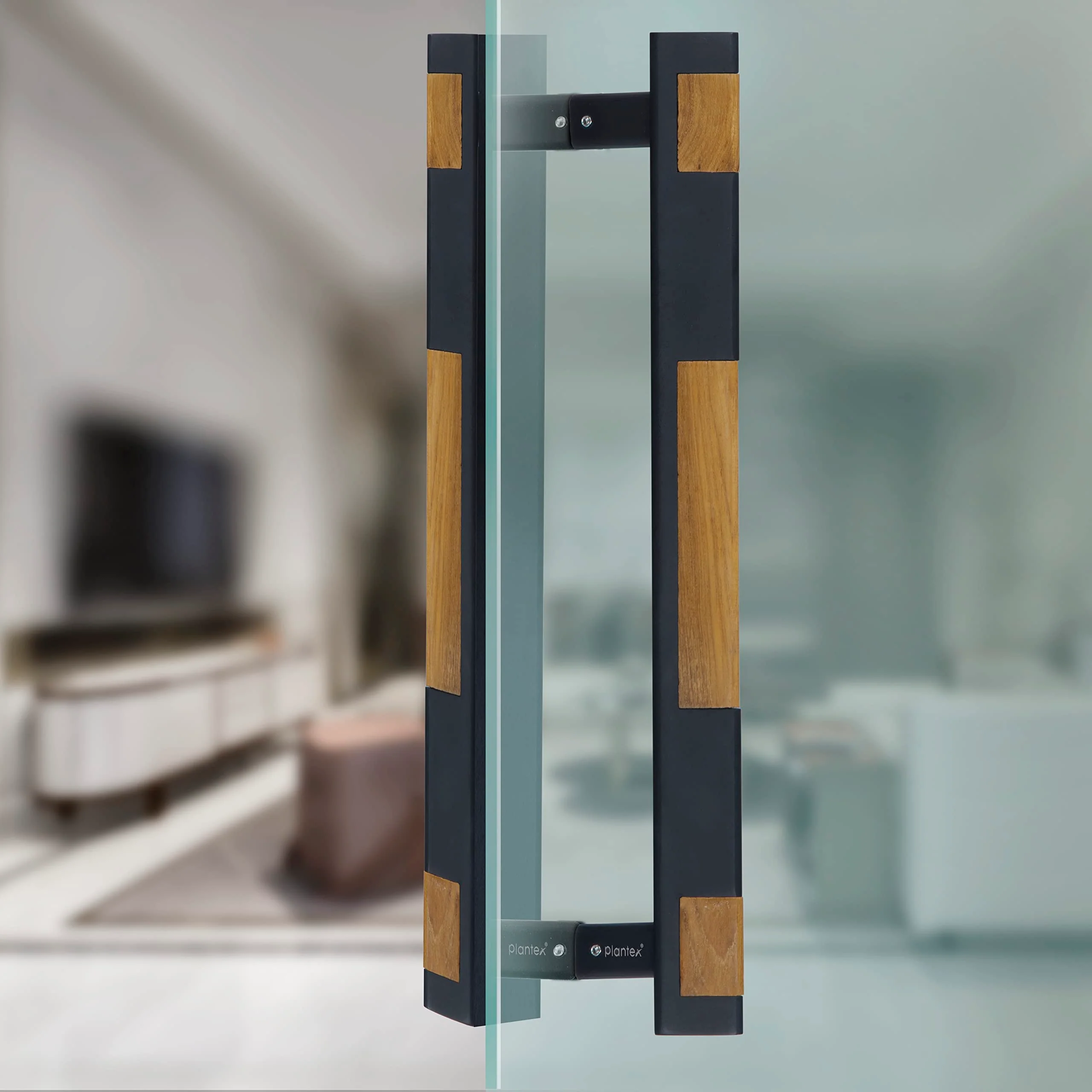 Plantex 281 Premium 14-inch Door Pull-Push Main Door Handle for Glass Door/House/Hotel/Office Door Hardware (Black & Wood Finish) - 3 Years Warranty - Image 7