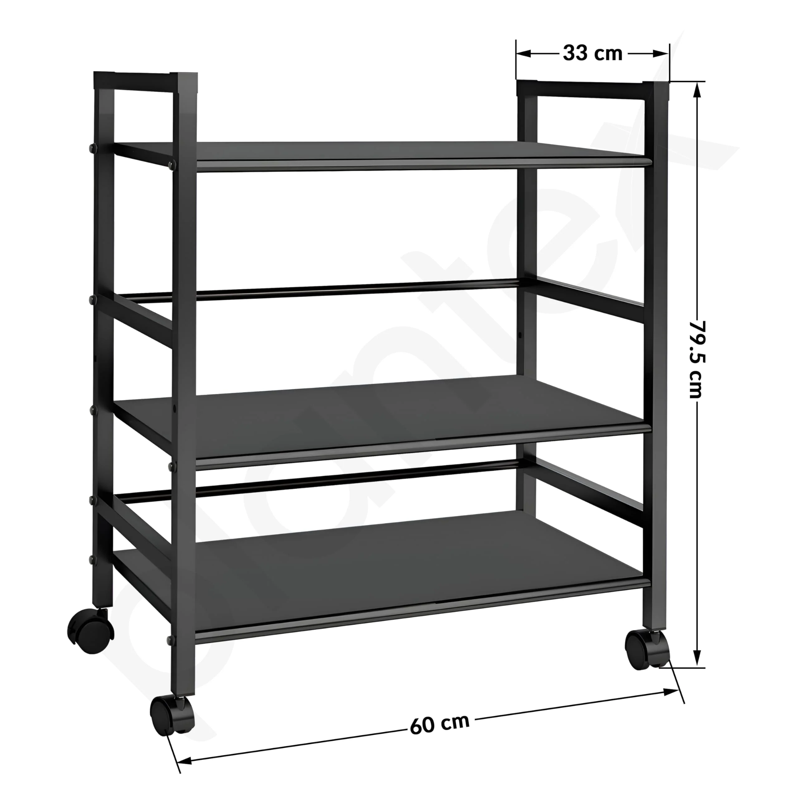 Plantex 3 Tier Premium Metal Rolling Trolley Cart Stand with Wheels/Oven Stand/Multifunctional Utility Stand with Storage Rack Shelves/Height Adjustable Shelf/Space Saving Stand for Home/Office(Black) - Image 3
