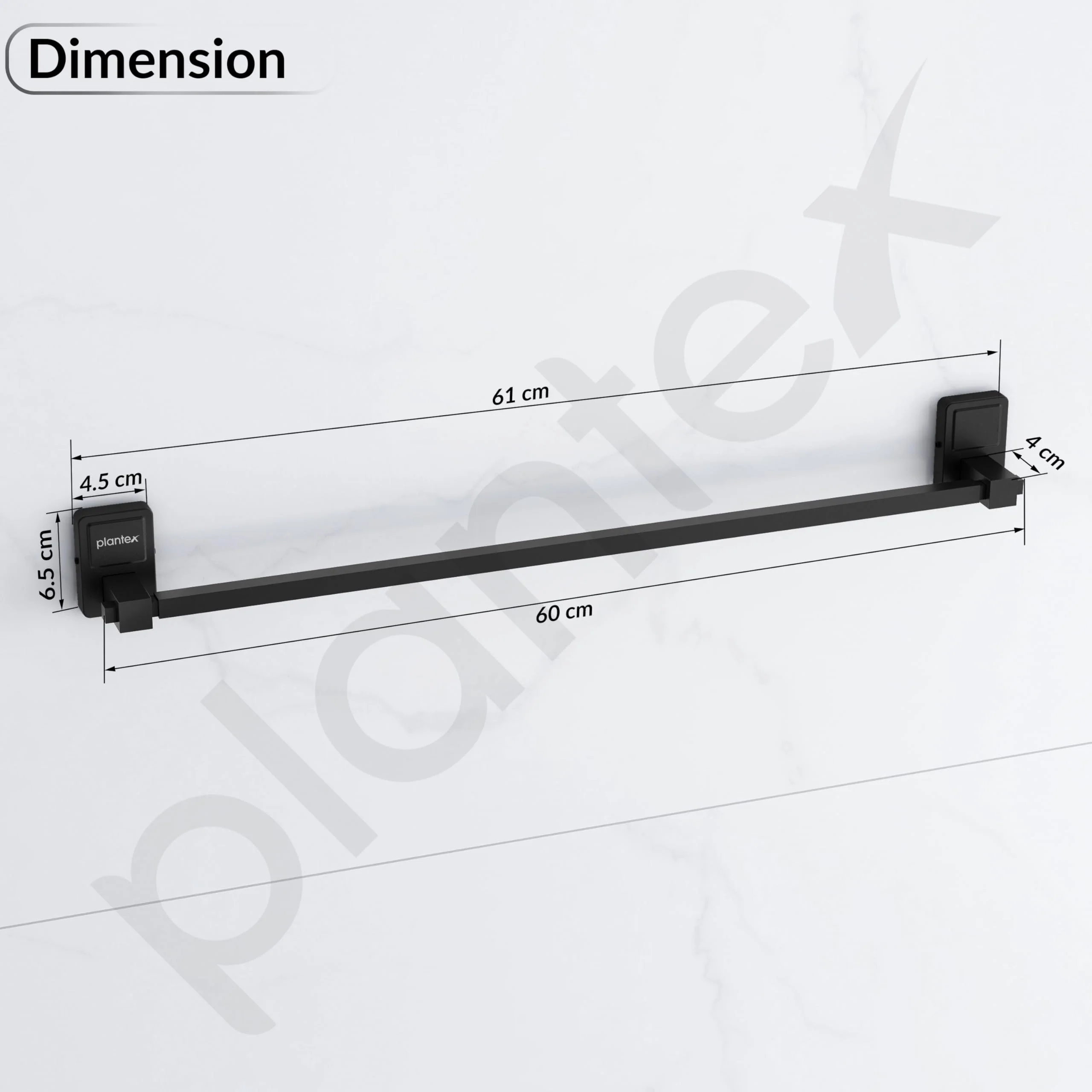 Plantex 304 Garde Stainless Steel 24 inch Towel Bar for Bathroom/Towel Stand/Single Towel Rod/Bathroom Accessories - Darcy (Black) - Image 2