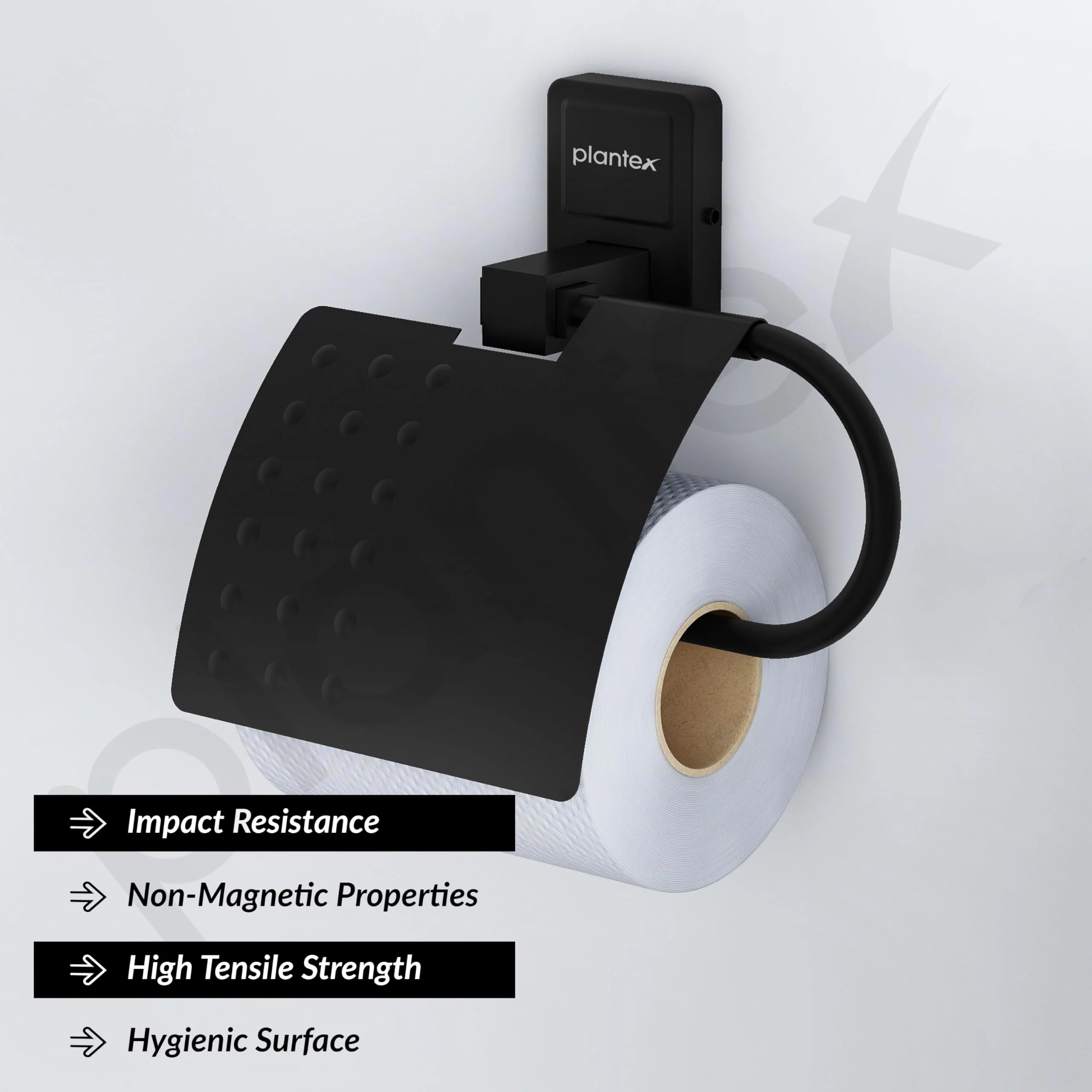Plantex 304 Garde Stainless Steel Toilet Paper Roll Holder/Toilet Paper Holder in Bathroom/Kitchen/Bathroom Accessories - Darcy (Black) - Image 2