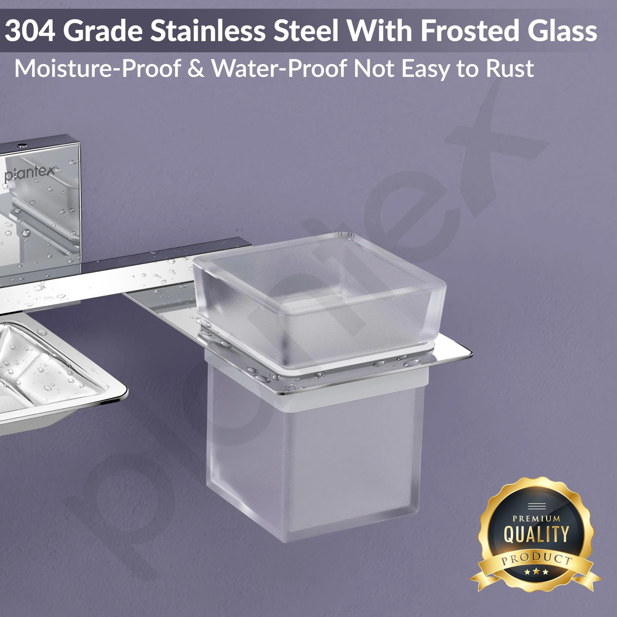 Plantex 304 Grade Stainless Steel 2 in 1 Soap Dish with Tumbler Holder/Soap Holder/Toothbrush Holder/Bathroom Accessories - Crystal (Chrome) - Image 4