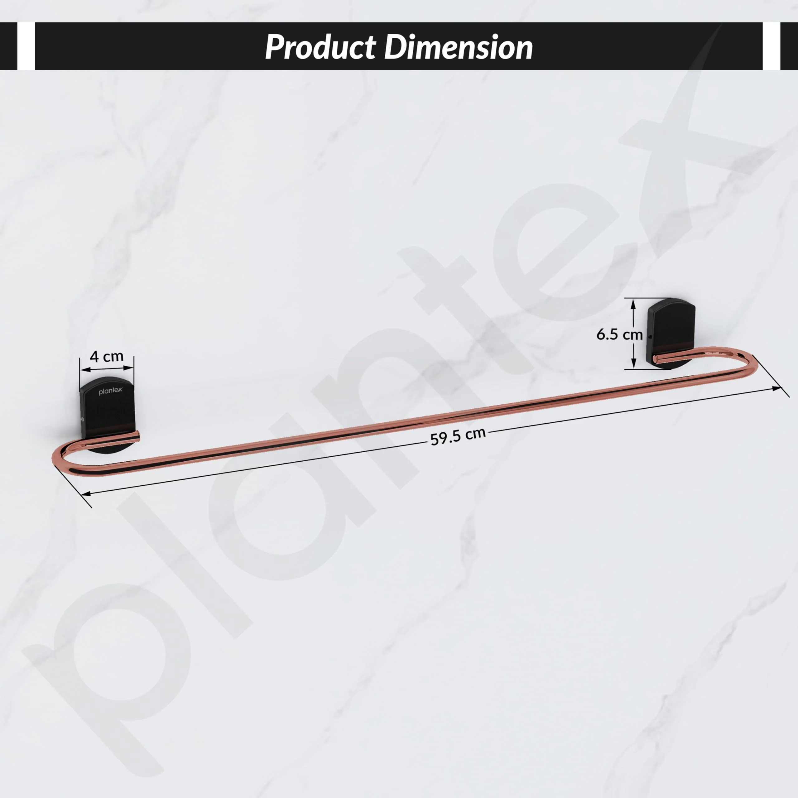 Plantex 304 Grade Stainless Steel 24 inch Single Towel Rod/Towel Bar/Towel Hanger for Bathroom/Bathroom Accessories - Pack of 1 (Parv-Rose Gold & Black) - Image 5