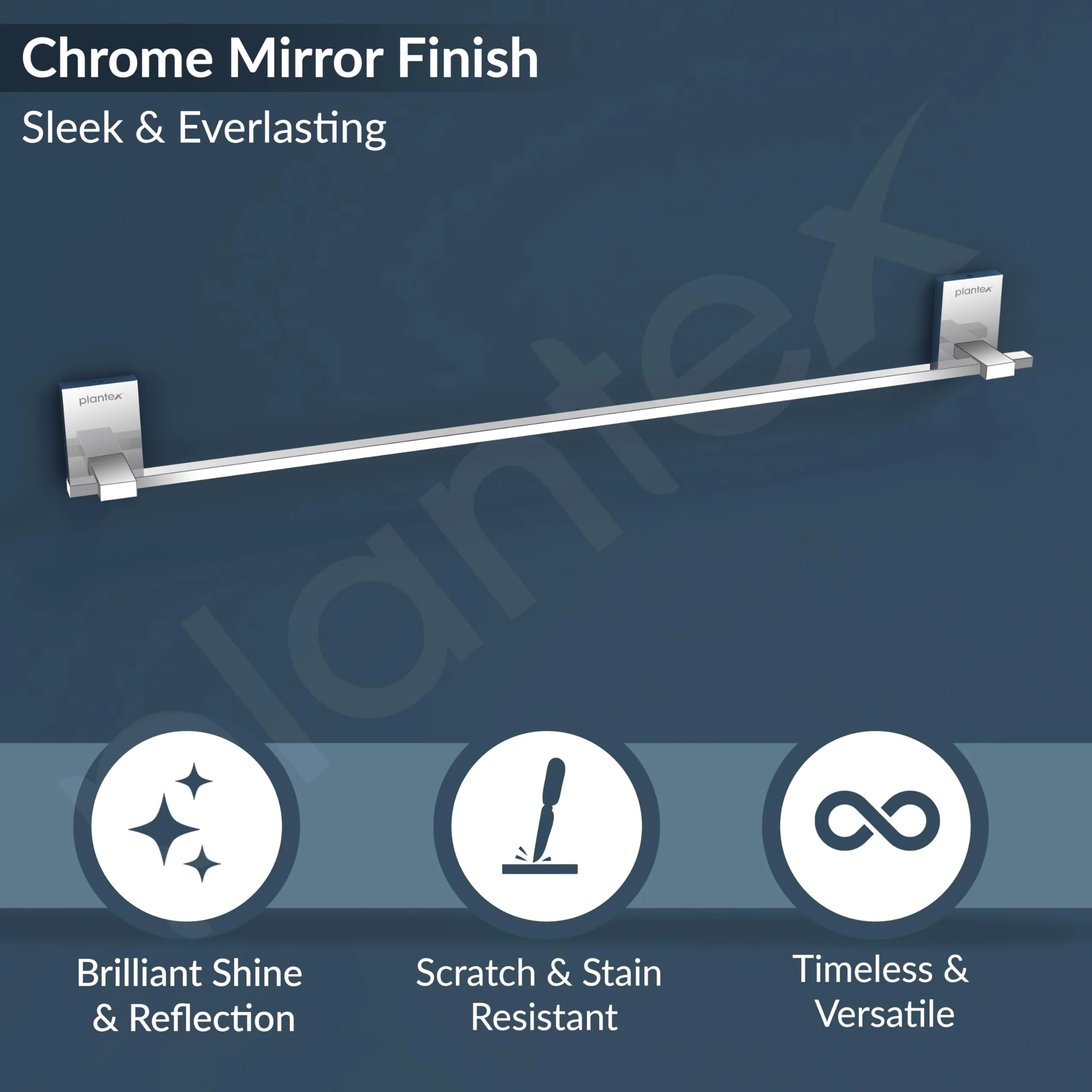 Plantex 304 Grade Stainless Steel 24 inch Single Towel Rod/Towel Holder for Bathroom/Towel Bar/Hanger/Stand/Bathroom Accessories - Senso (Chrome) - Image 5