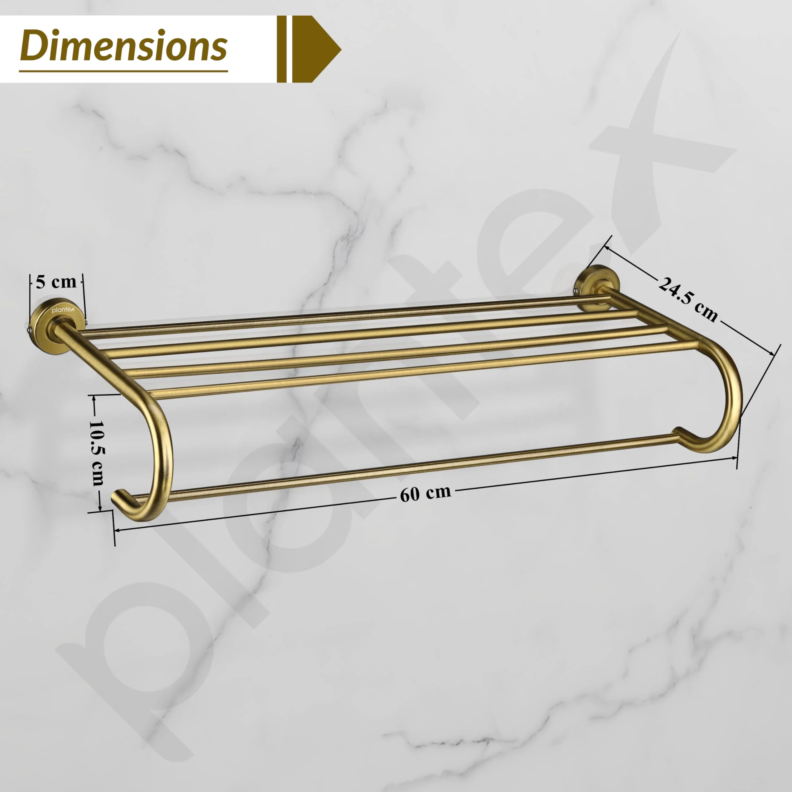 Plantex 304 Grade Stainless Steel 24 inch Towel Rack for Bathroom/Towel Stand/Hanger/Bathroom Accessories - Daizy (Antique) - Image 5