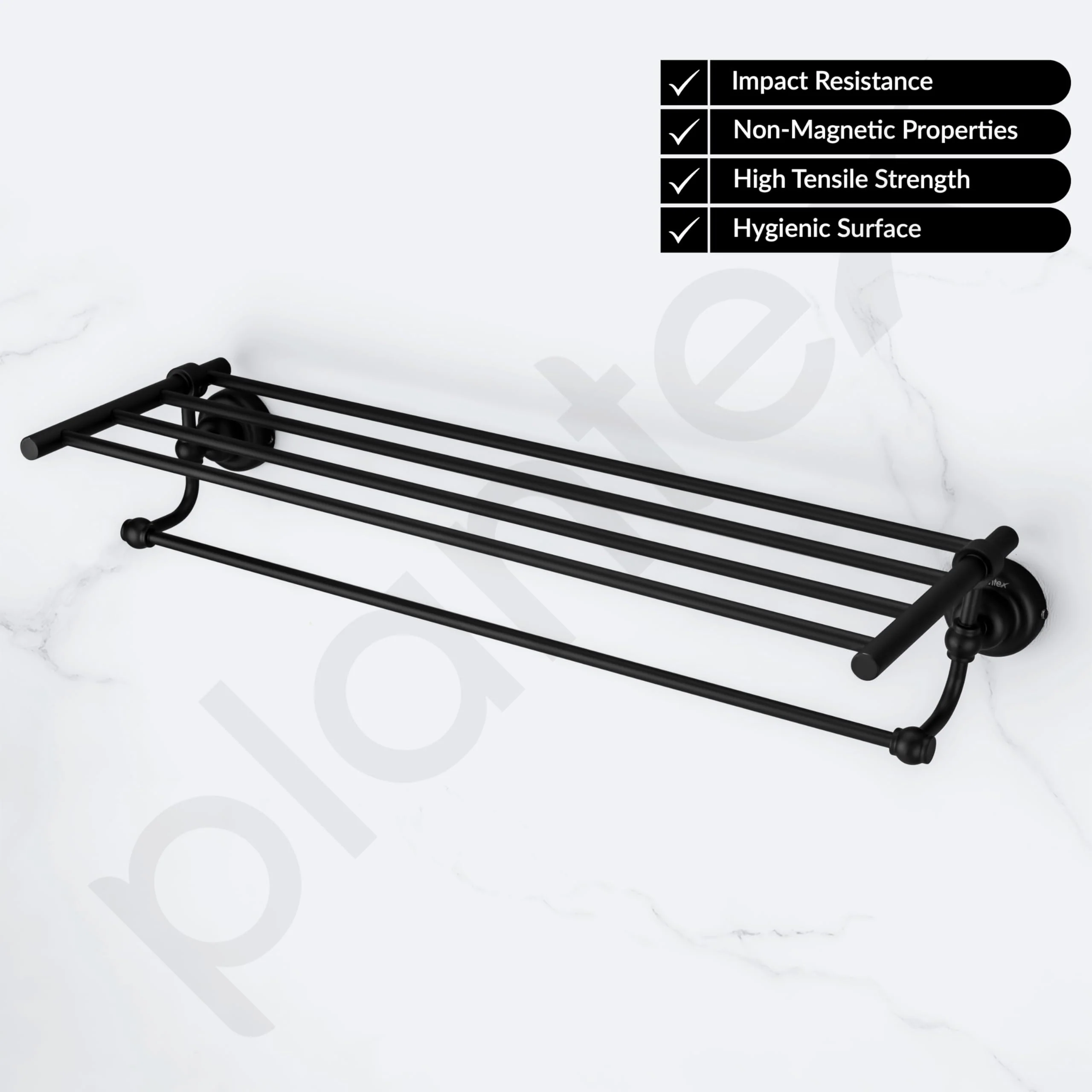 Plantex 304 Grade Stainless Steel 24 inch Towel Rack for Bathroom/Towel Stand/Hanger/Bathroom Accessories - Skyllo (Black) - Image 3