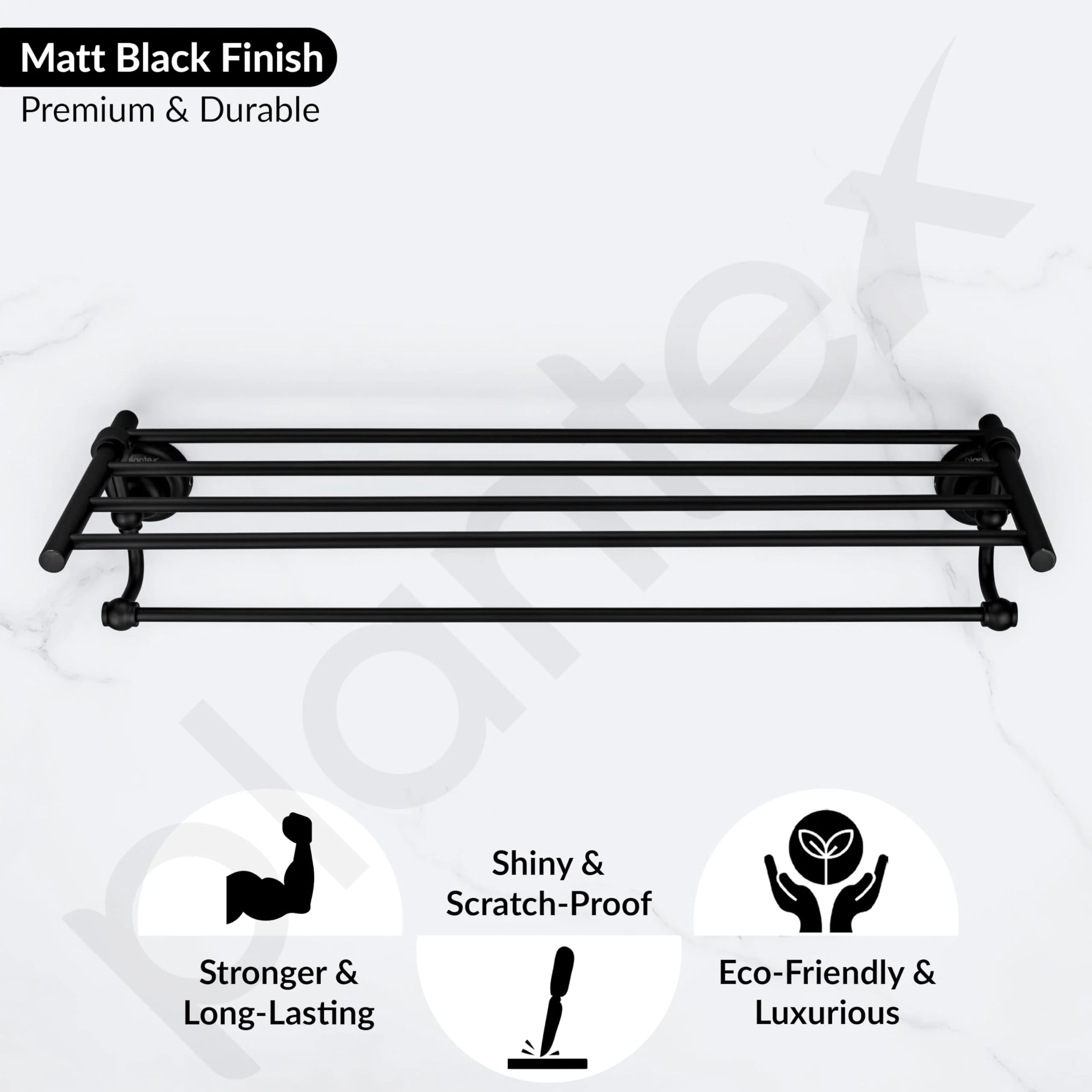 Plantex 304 Grade Stainless Steel 24 inch Towel Rack for Bathroom/Towel Stand/Hanger/Bathroom Accessories - Skyllo (Black) - Image 4