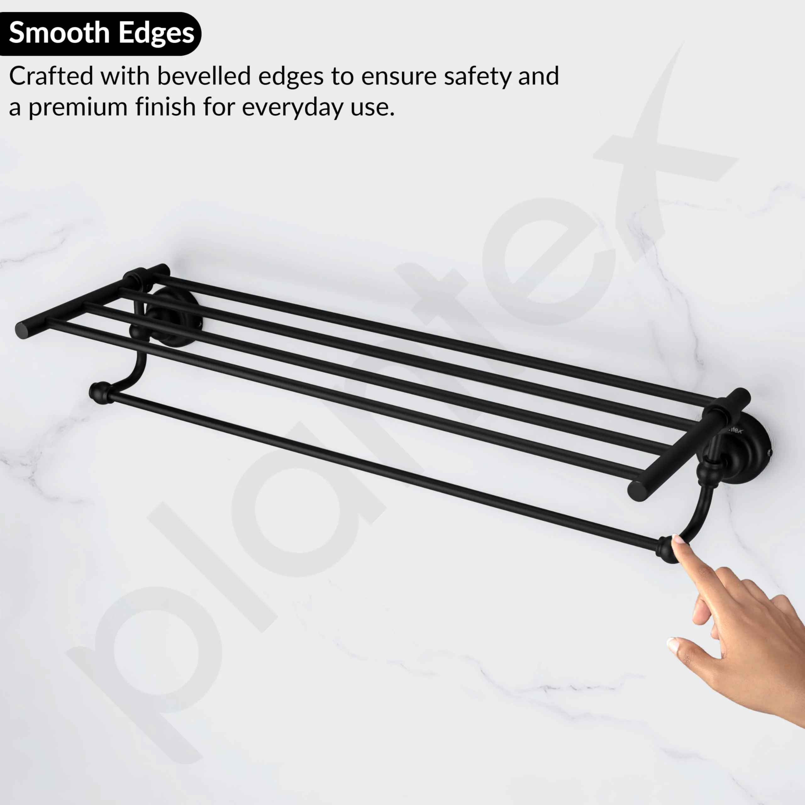 Plantex 304 Grade Stainless Steel 24 inch Towel Rack for Bathroom/Towel Stand/Hanger/Bathroom Accessories - Skyllo (Black) - Image 7