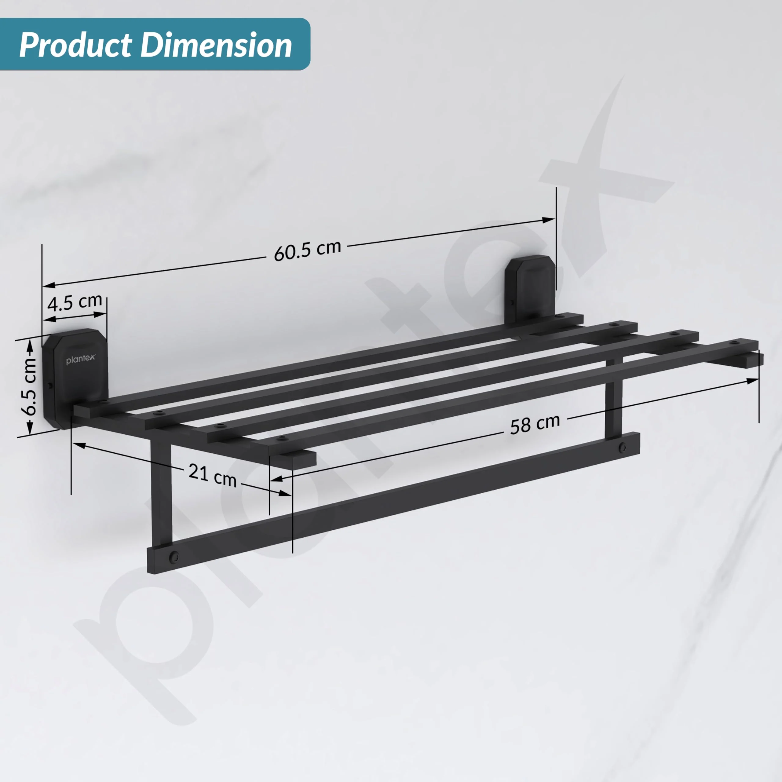 Plantex 304 Grade Stainless Steel 24 inch Towel Rack for Bathroom/Towel Stand/Hanger/Towel Bar for Bathroom Accessories - Cute (Black) - Image 4