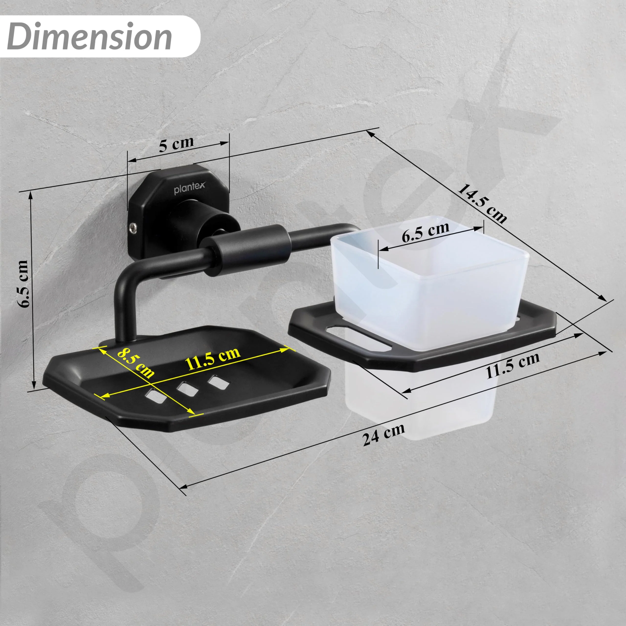 Plantex 304 Grade Stainless Steel 2in1 Soap Dish with Tumbler Holder/Soap Stand/Tooth Brush Holder/Bathroom Accessories - Nipron (Black) - Image 2
