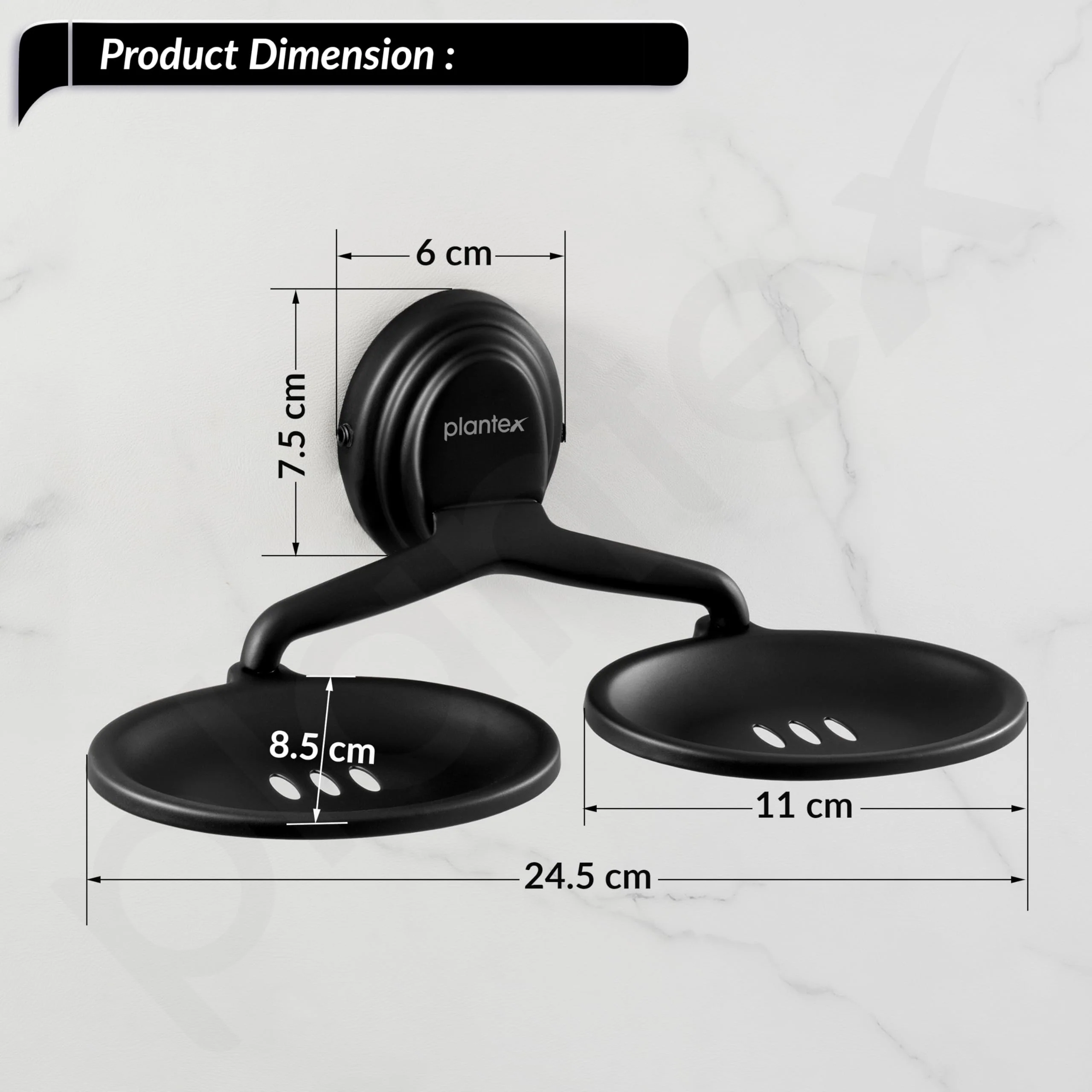 Plantex 304 Grade Stainless Steel Bathroom Double Soap Holder/Wall Mounted Soap Holder/Bathroom Accessories - Cubic (Black) - Image 4