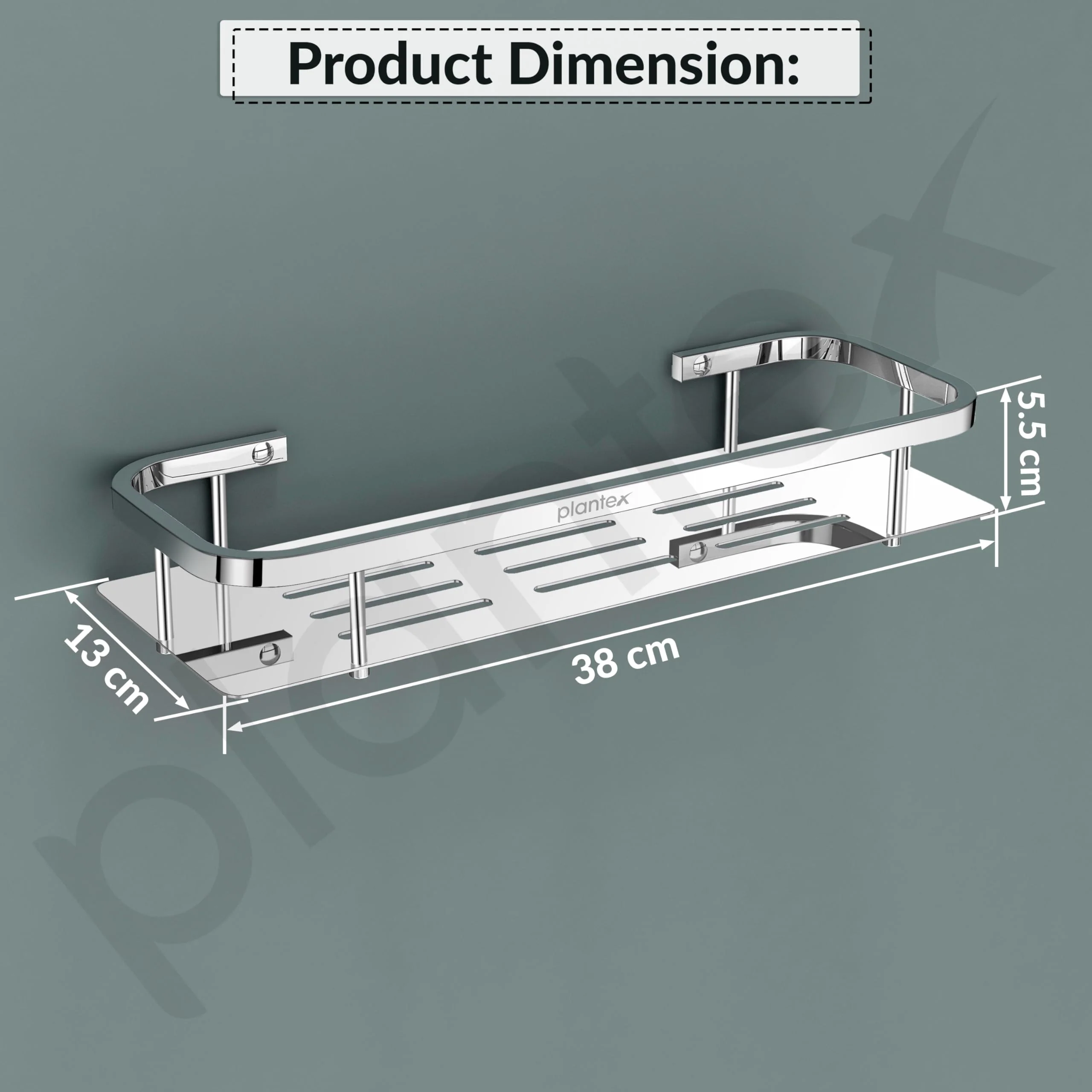 Plantex 304 Grade Stainless Steel Bathroom Shelf for Wall/Storage Shelves for Kitchen/Wall Mounted Bathroom Organizer -(15X5 Inches Chrome Finish) - Image 4