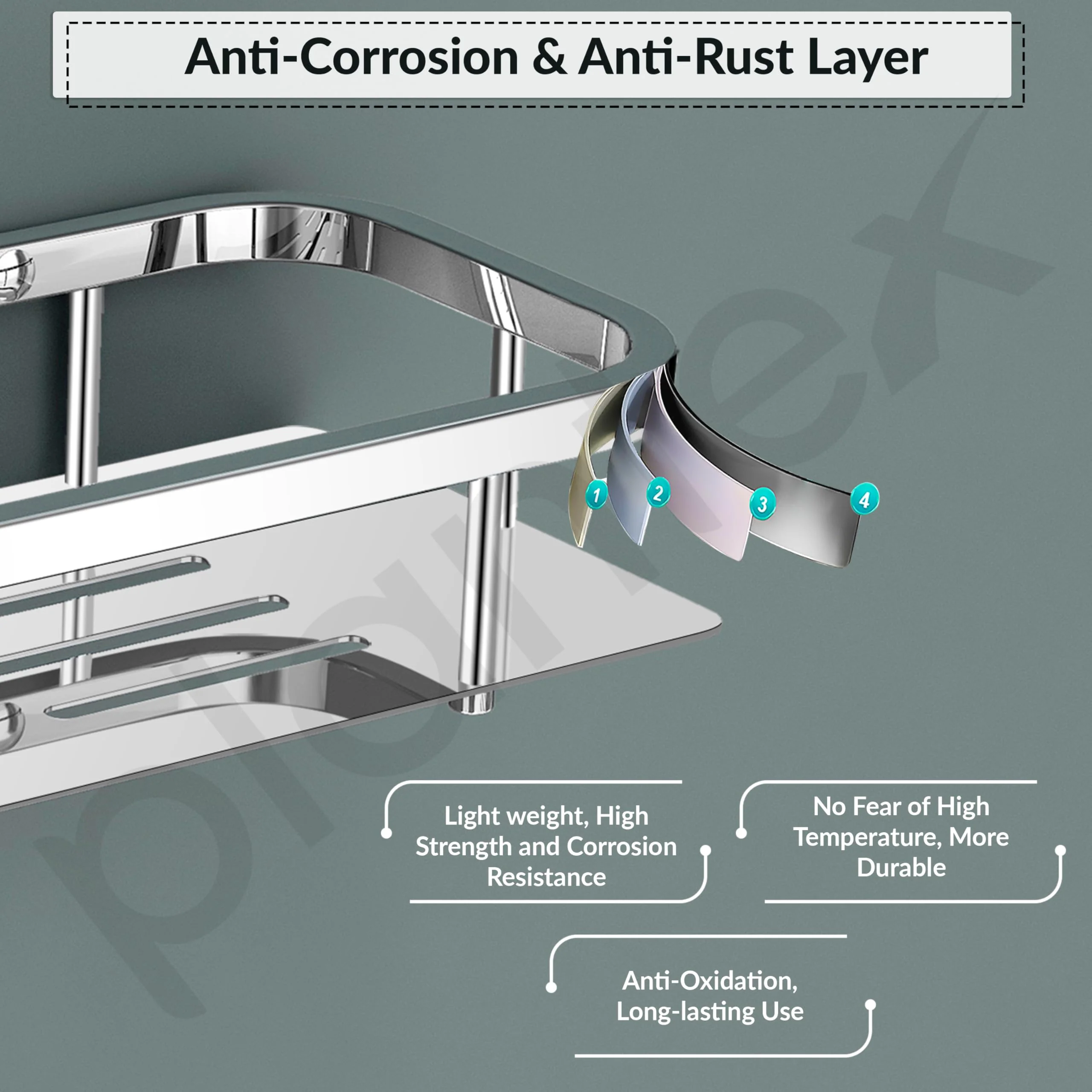 Plantex 304 Grade Stainless Steel Bathroom Shelf for Wall/Storage Shelves for Kitchen/Wall Mounted Bathroom Organizer -(15X5 Inches Chrome Finish) - Image 5