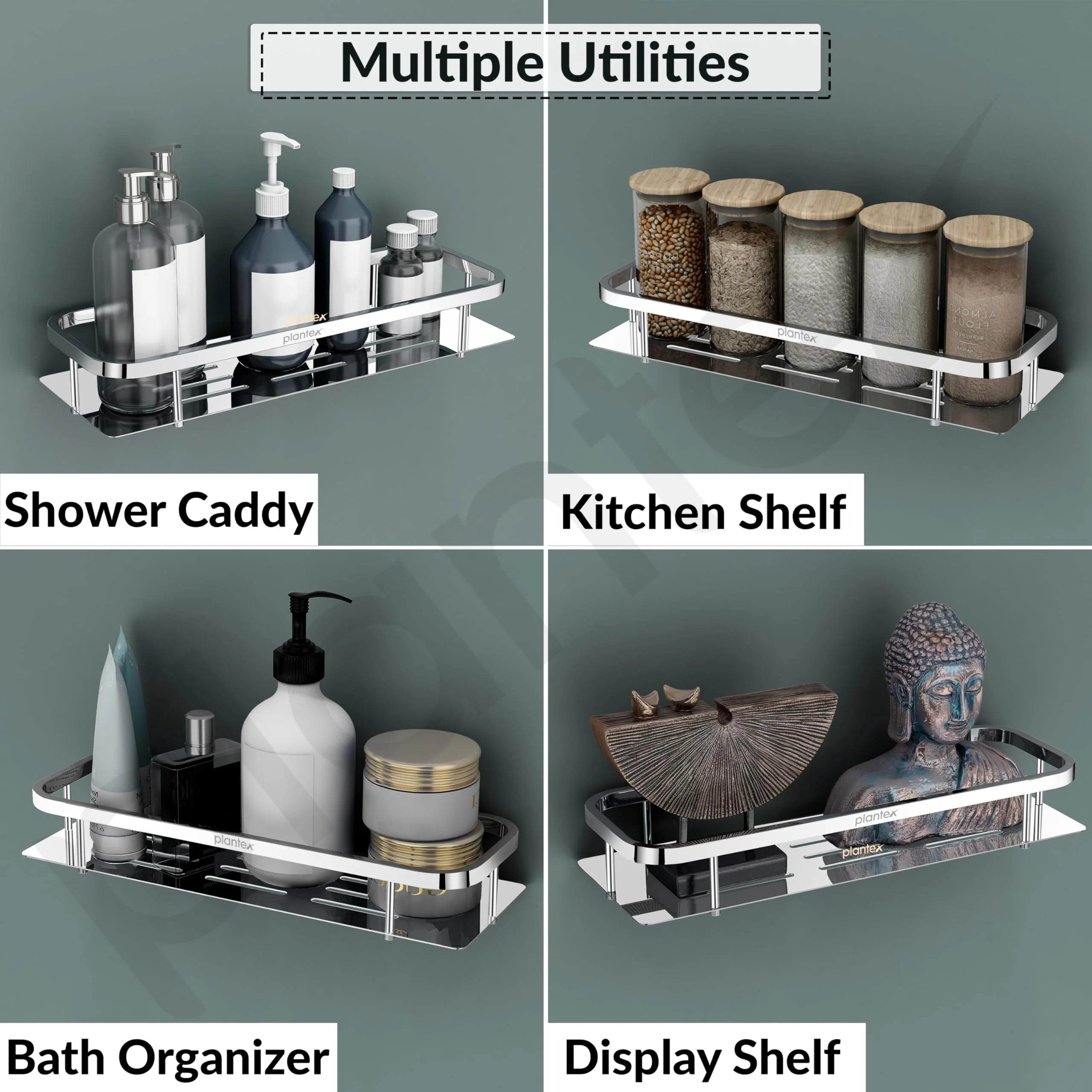 Plantex 304 Grade Stainless Steel Bathroom Shelf for Wall/Storage Shelves for Kitchen/Wall Mounted Bathroom Organizer -(15X5 Inches Chrome Finish) - Image 7