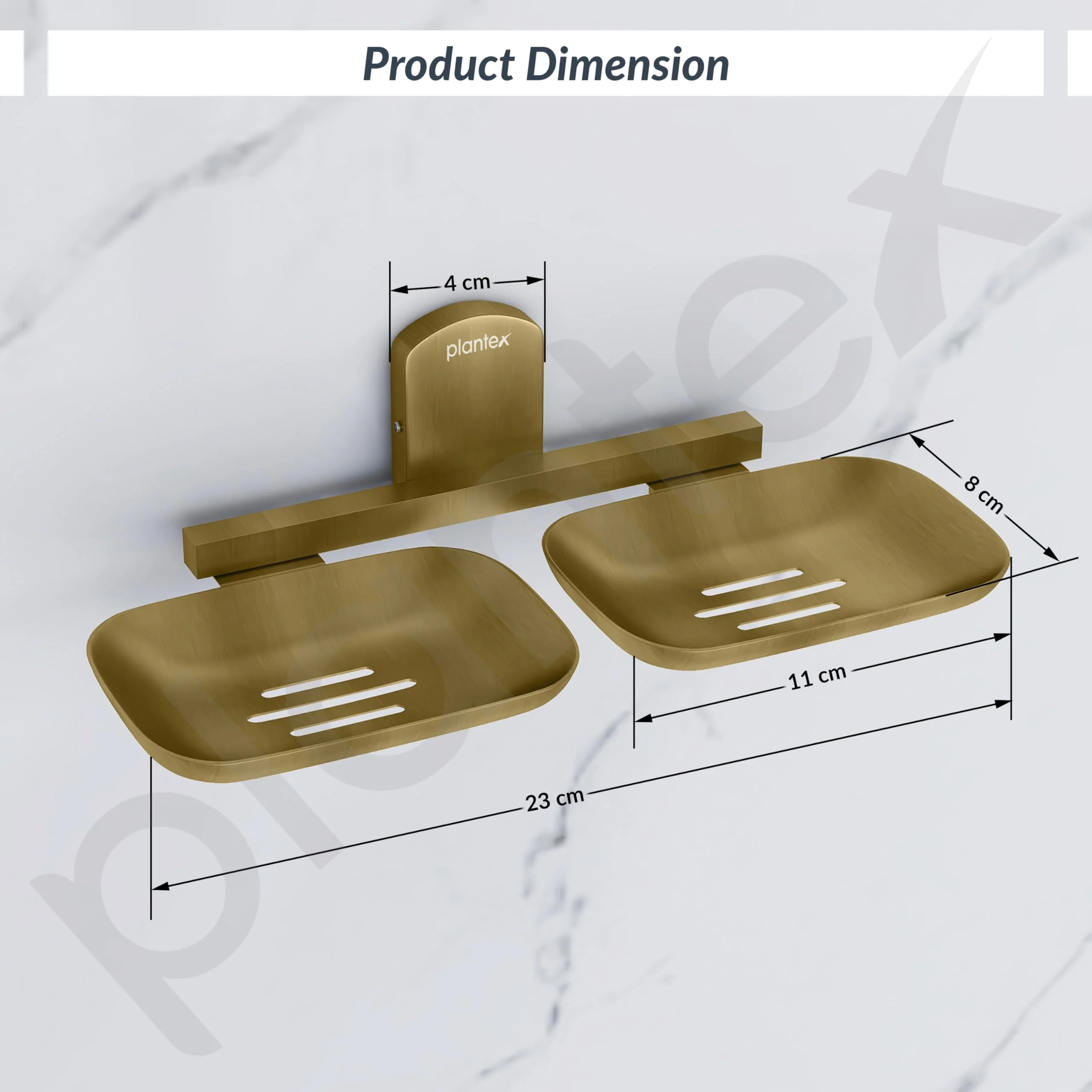 Plantex 304 Grade Stainless Steel Bathroom Soap Holder/Double Soap Dish/Soap Stand/Bathroom Accessories - Parv (Brass Antique) - Image 3