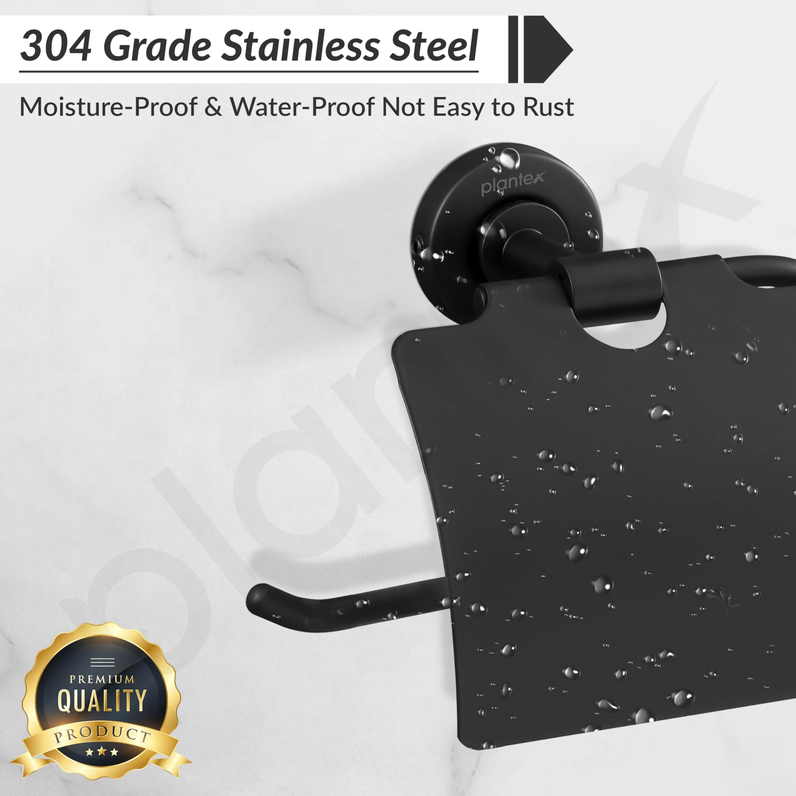 Plantex 304 Grade Stainless Steel Bathroom Toilet Paper Holder/Tissue Holder for Washroom/Kitchen/Bathroom Accessories - Daizy (Black) - Image 6