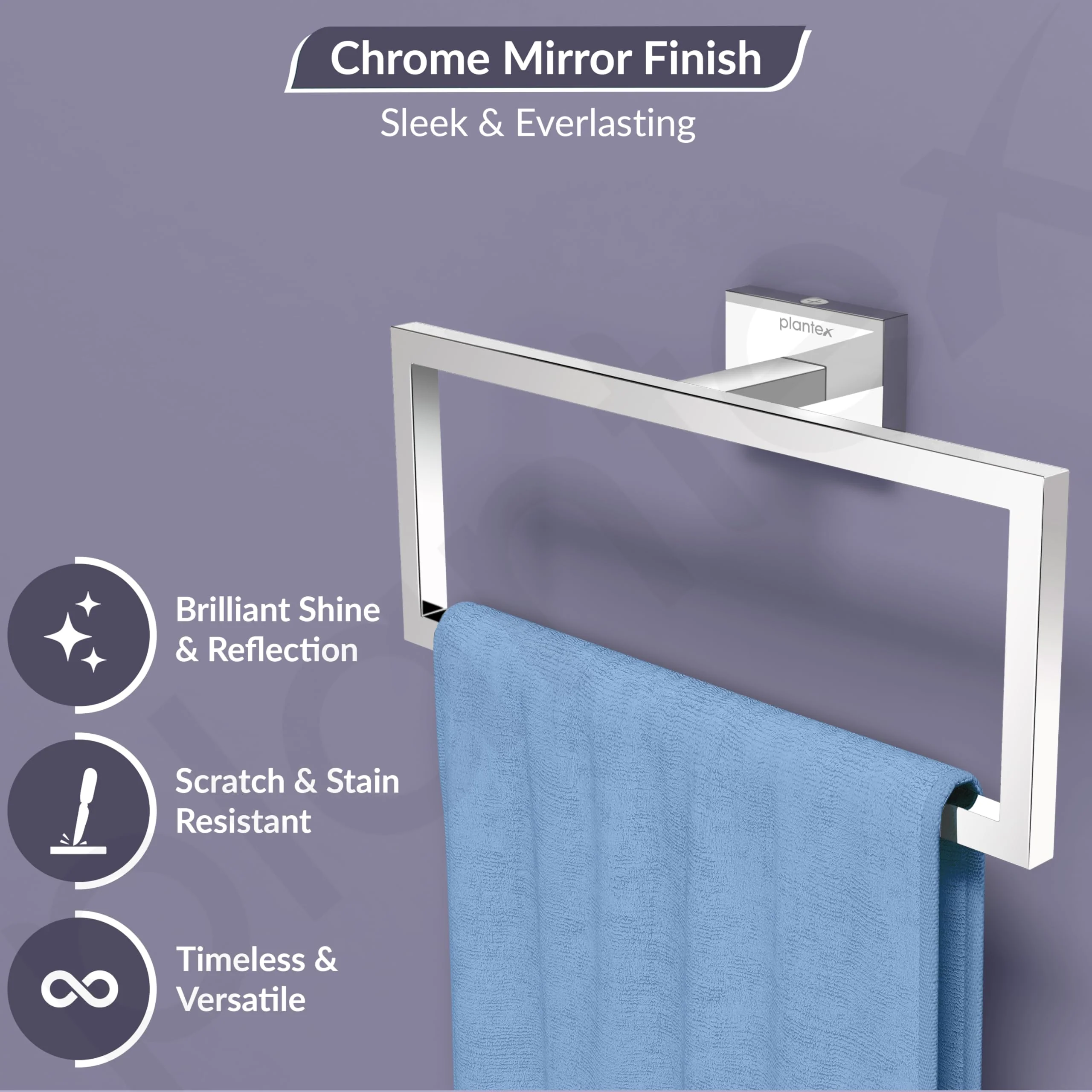 Plantex 304 Grade Stainless Steel Compact Napkin Holder for Wash Basin/Hand Towel Hanger/Napkin Holder/Bathroom Accessories - Benz (Chrome) - Image 3