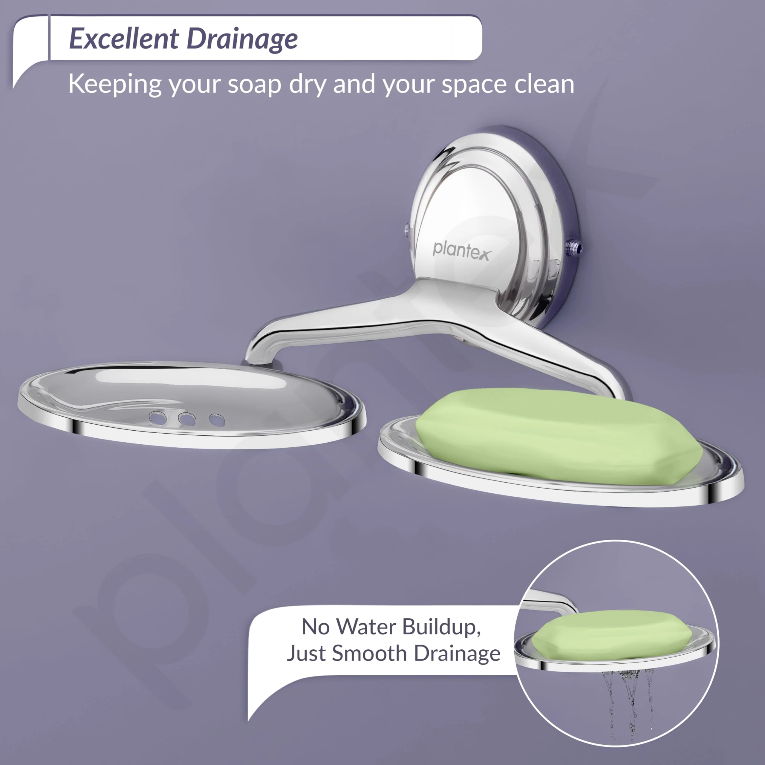 Plantex 304 Grade Stainless Steel Double Soap Holder for Bathroom/Soap Stand/Wall Mounted Soap Holder/Bathroom Accessories - Cubic(Chrome) - Image 6