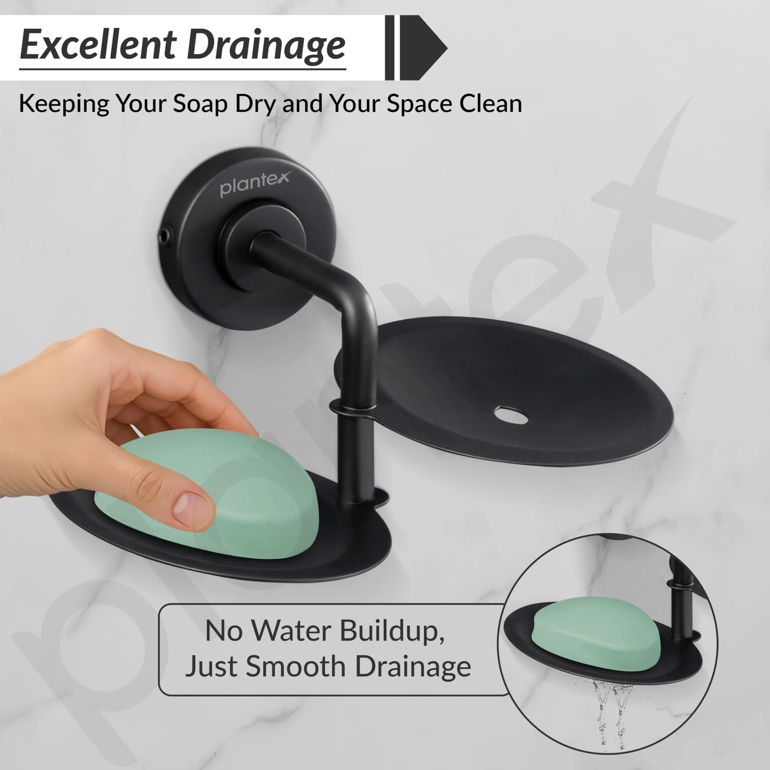 Plantex 304 Grade Stainless Steel Double Soap Holder/Soap Stand/Soap Dish for Bathroom and Wash Basin/Bathroom Accessories - Daizy (Black) - Image 6