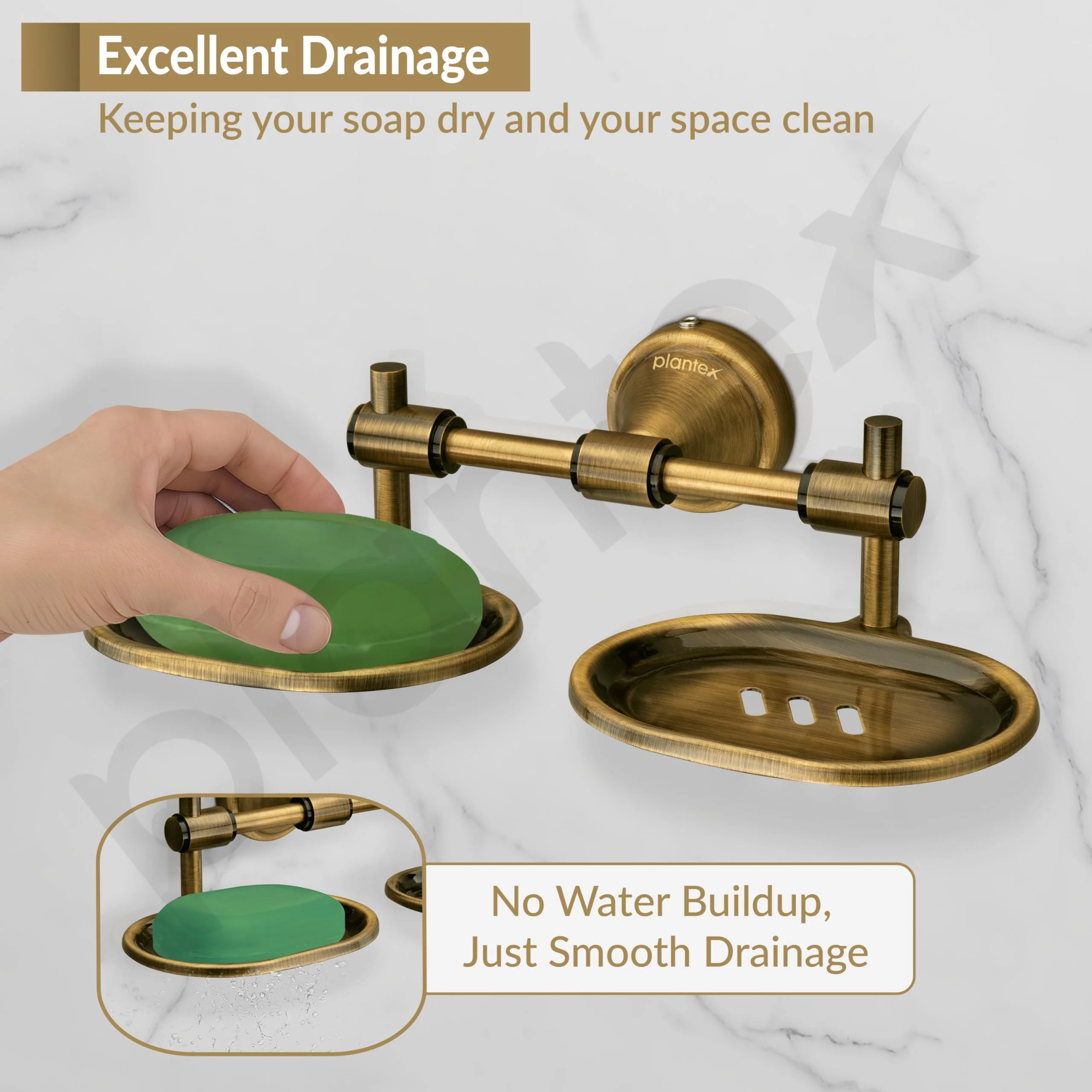Plantex 304 Grade Stainless Steel Double soap Holder Stand for Bathroom and wash Basin/Bathroom Accessories - Niko (Antique) - Image 6