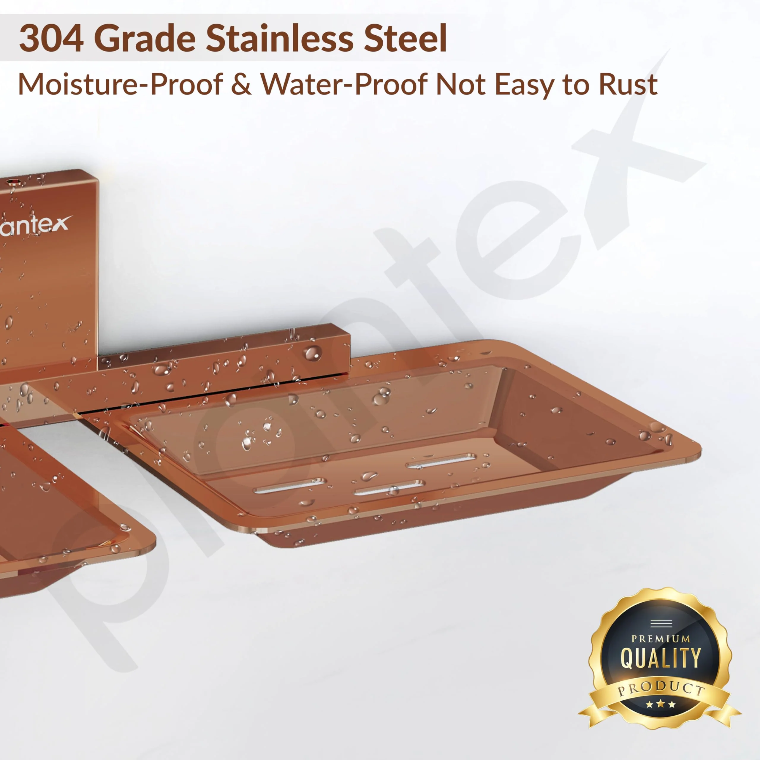 Plantex 304 Grade Stainless Steel Double Soap Stand/Dual Soap Dish/Soap Case/Soap Storage/Soap Holder for Bathroom/Bathroom Accessories - Pack of 1 (Crystal, PVD Rose Gold) - Image 4