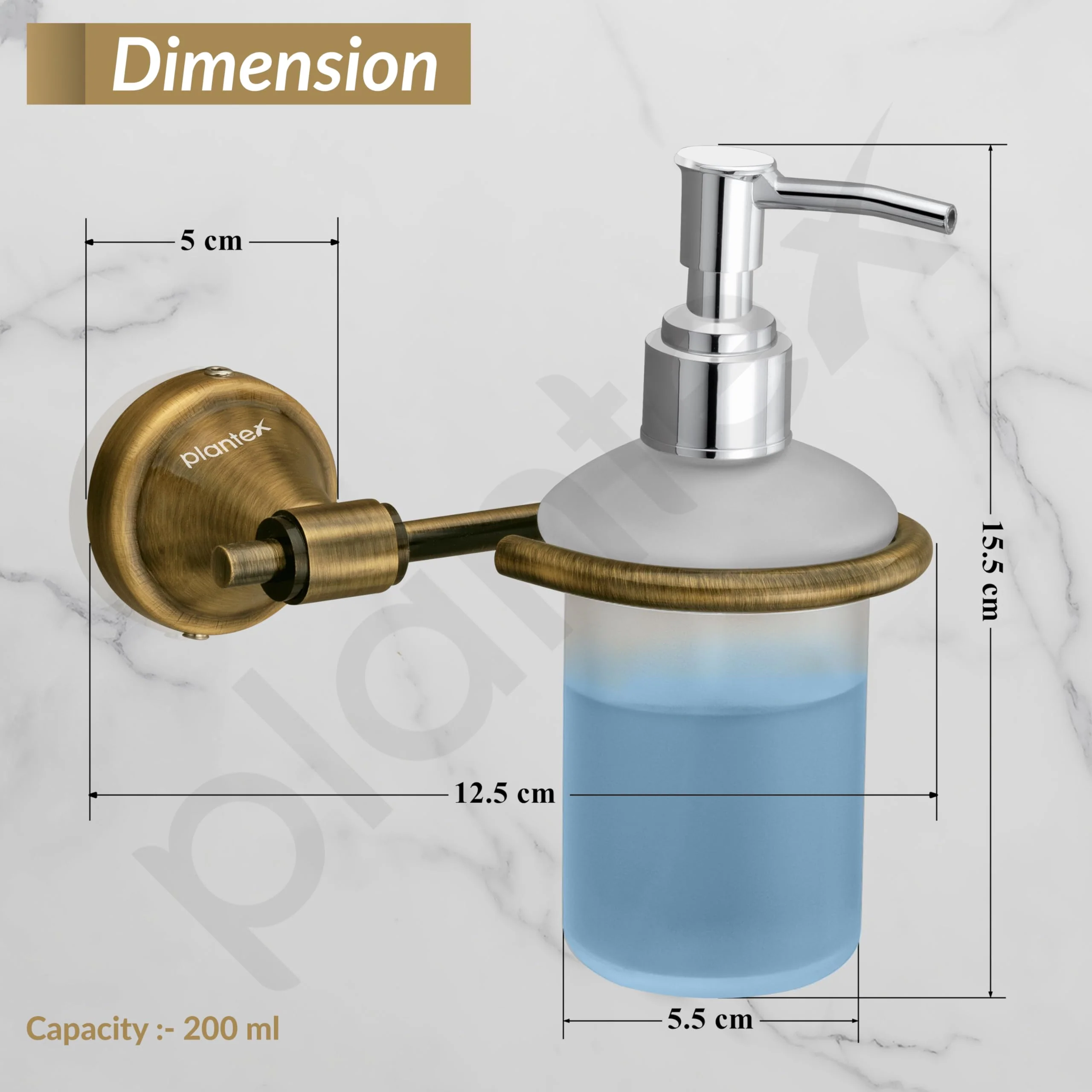 Plantex 304 Grade Stainless Steel Hand Wash Holder for Wash Basin Liquid Soap Dispenser/Bathroom Accessories - Niko (Antique) - Image 4