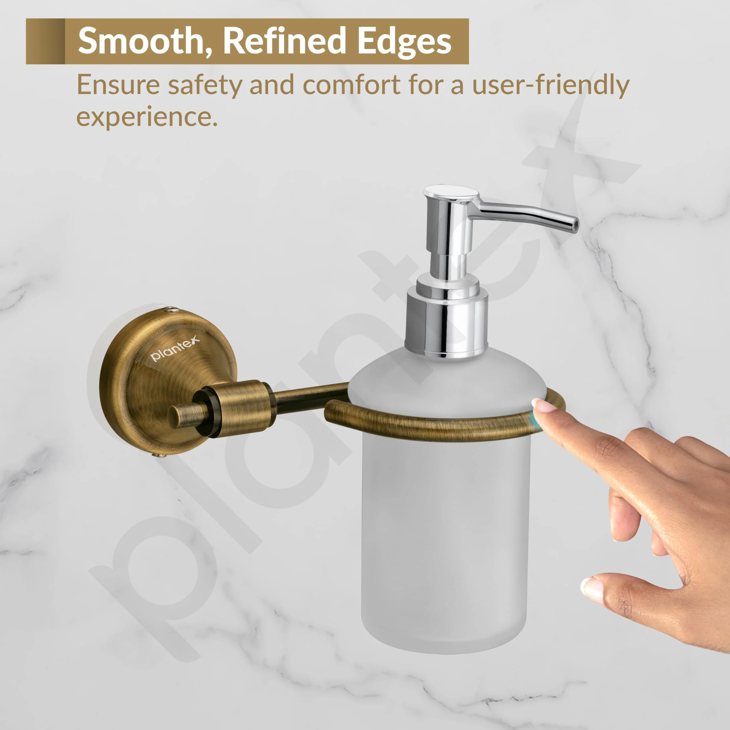 Plantex 304 Grade Stainless Steel Hand Wash Holder for Wash Basin Liquid Soap Dispenser/Bathroom Accessories - Niko (Antique) - Image 7