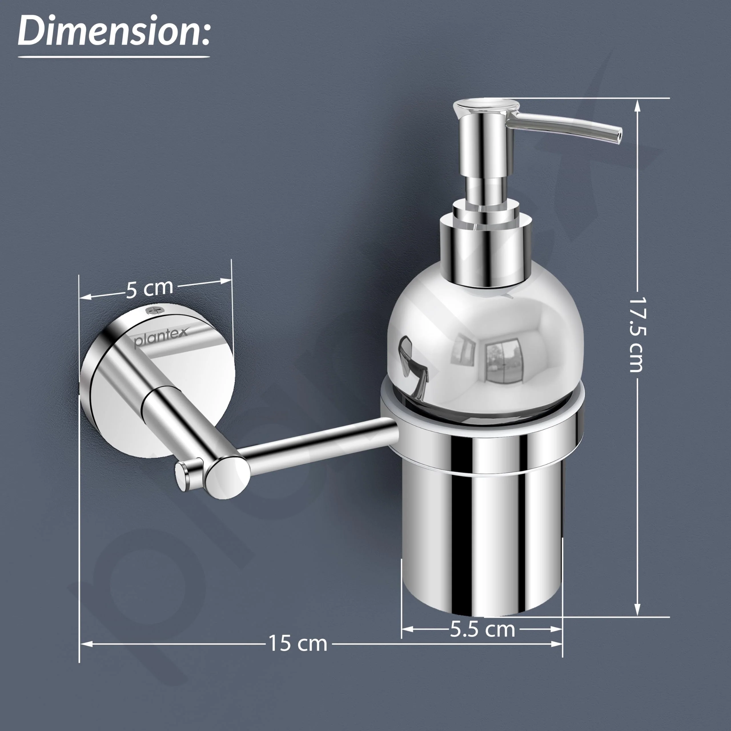 Plantex 304 Grade Stainless Steel Handwash Holder for Wash Basin Liquid soap Dispenser/Bathroom Accessories - Oreo (Chrome) - Image 3