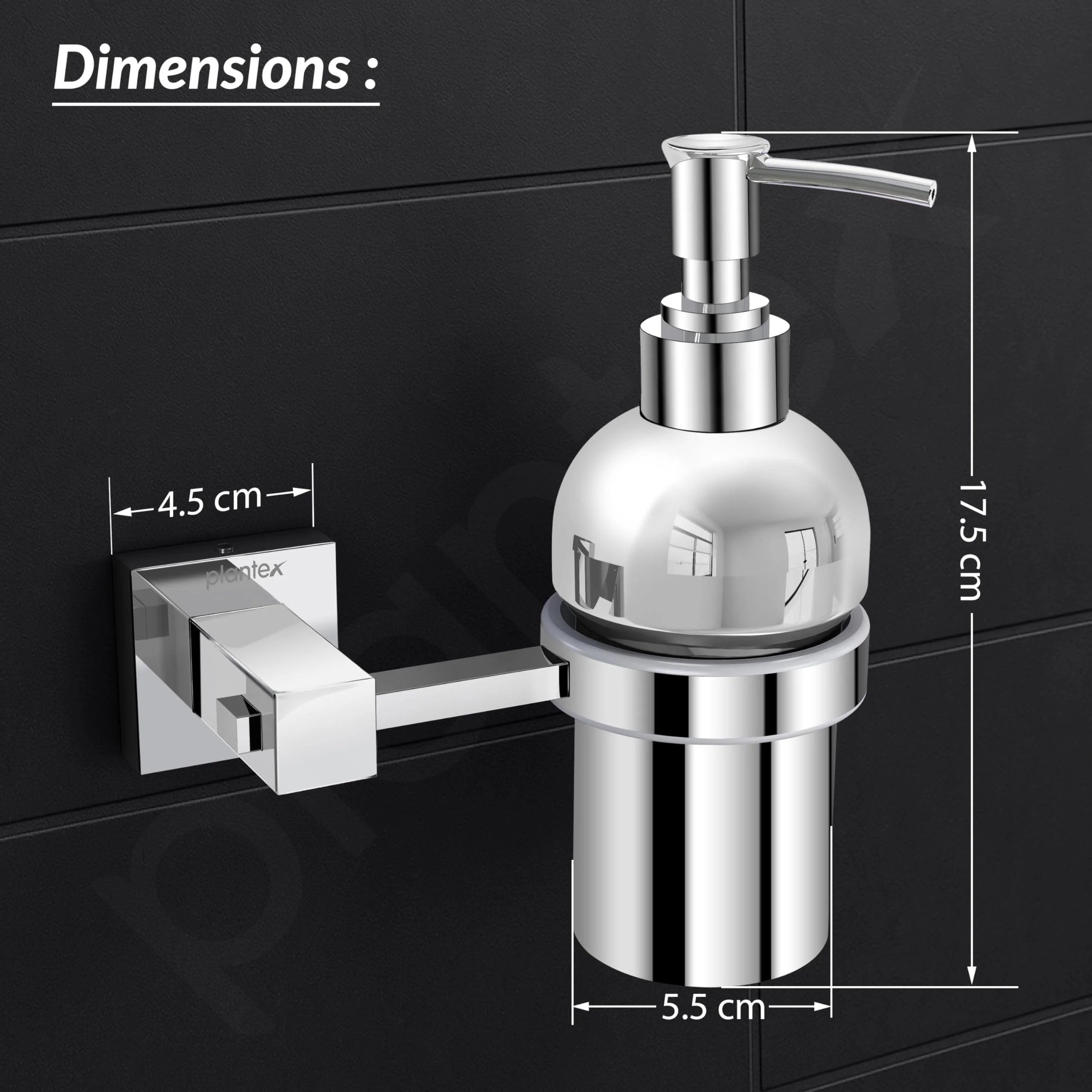 Plantex 304 Grade Stainless Steel Handwash Holder for Wash Basin Liquid Soap Dispenser/Bathroom Accessories - Splash (Chrome) - Image 3
