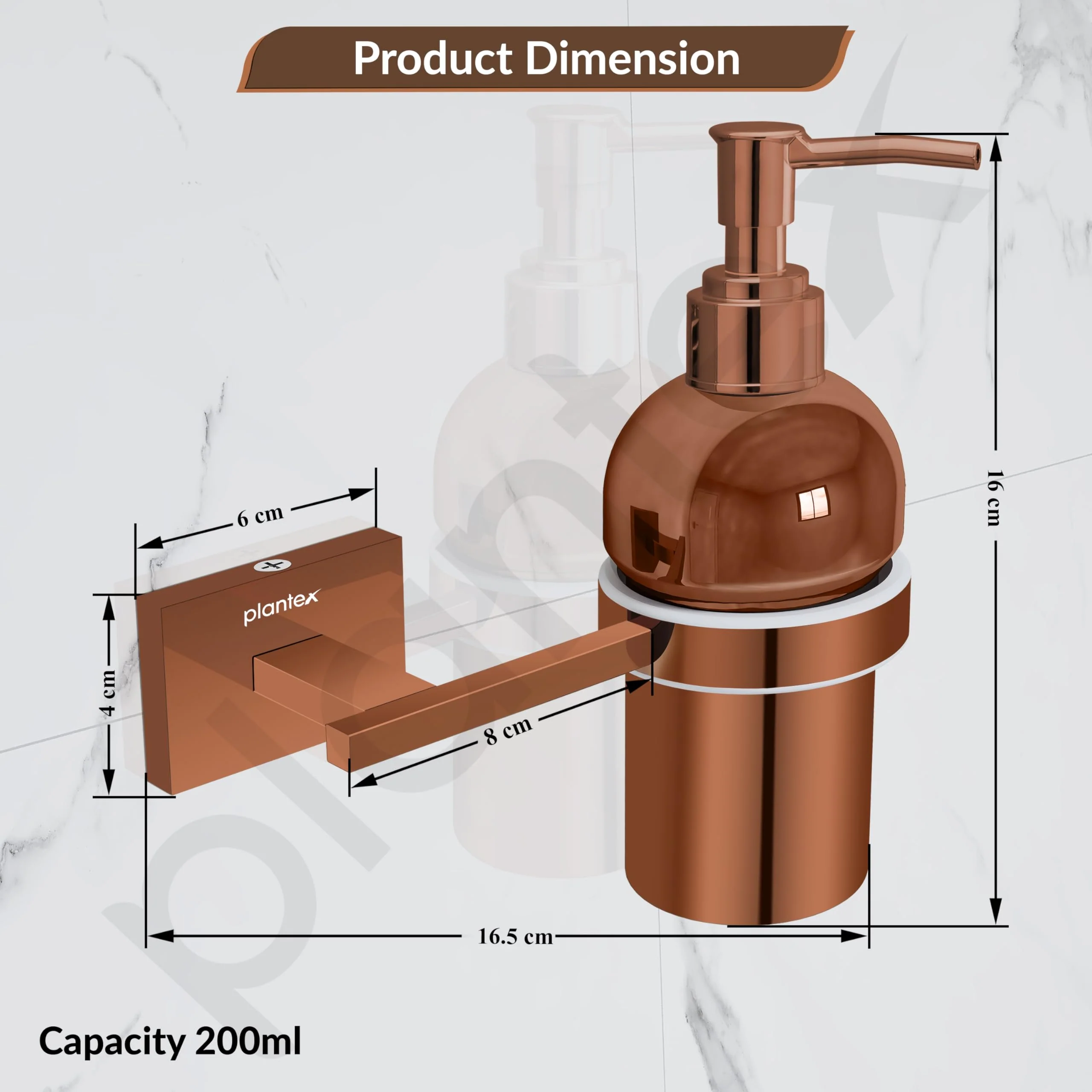 Plantex 304 Grade Stainless Steel Handwash Holder for Wash Basin Liquid Soap Dispenser for Bathroom Accessories - Benz (Rose Gold) - Image 4