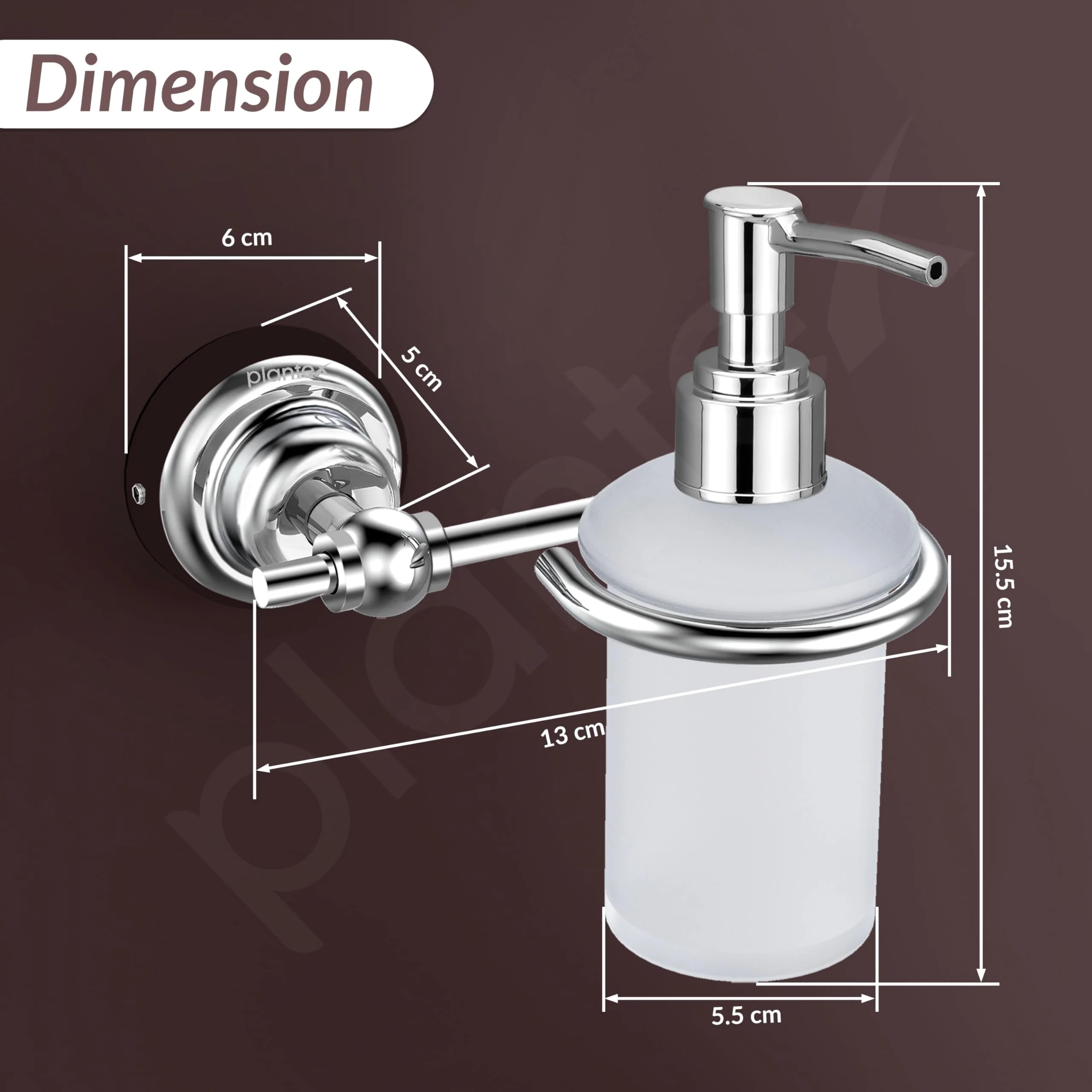 Plantex 304 Grade Stainless Steel Handwash Holder/Wall Mounted Dispenser/Bathroom Accessories - Skyllo (Chrome) - Image 4