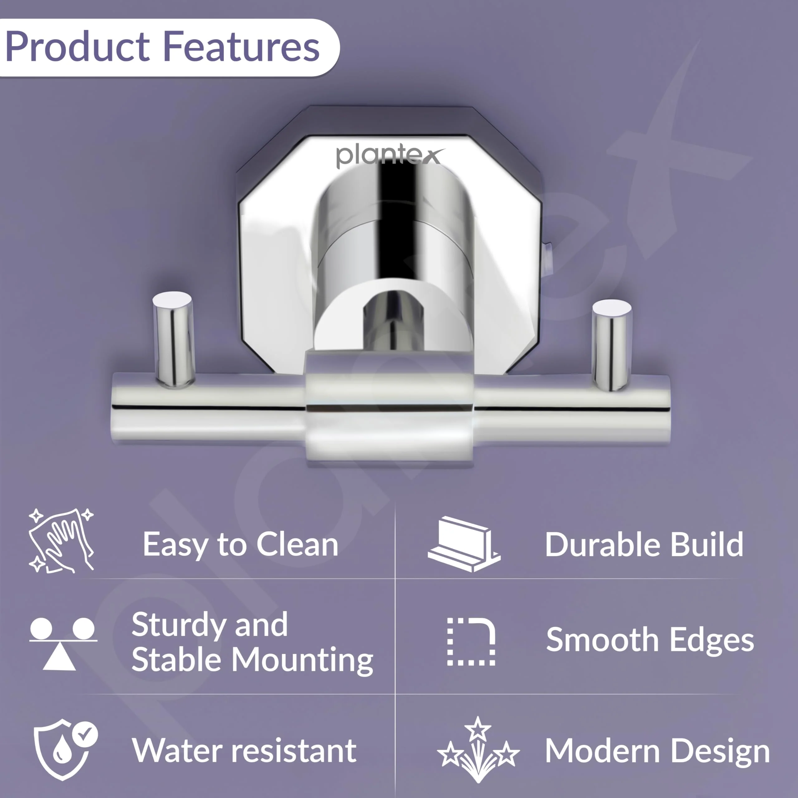 Plantex 304 Grade Stainless Steel Hook for Bathroom/Cloth Hanger for Wall/Hanger Hooks/Wall Hooks for Hanging Strong - Nipron (Chrome) - Image 2