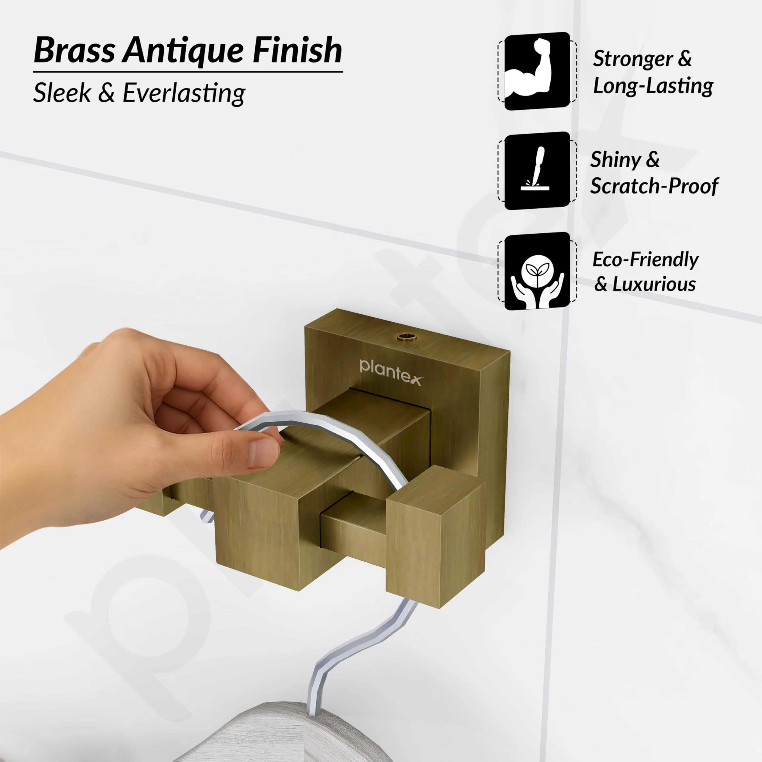Plantex 304 Grade Stainless Steel Hooks for Hanging Clothes and Towel in Bathroom/Living Room/Bathroom Accessories - Splash (Antique) - Image 5