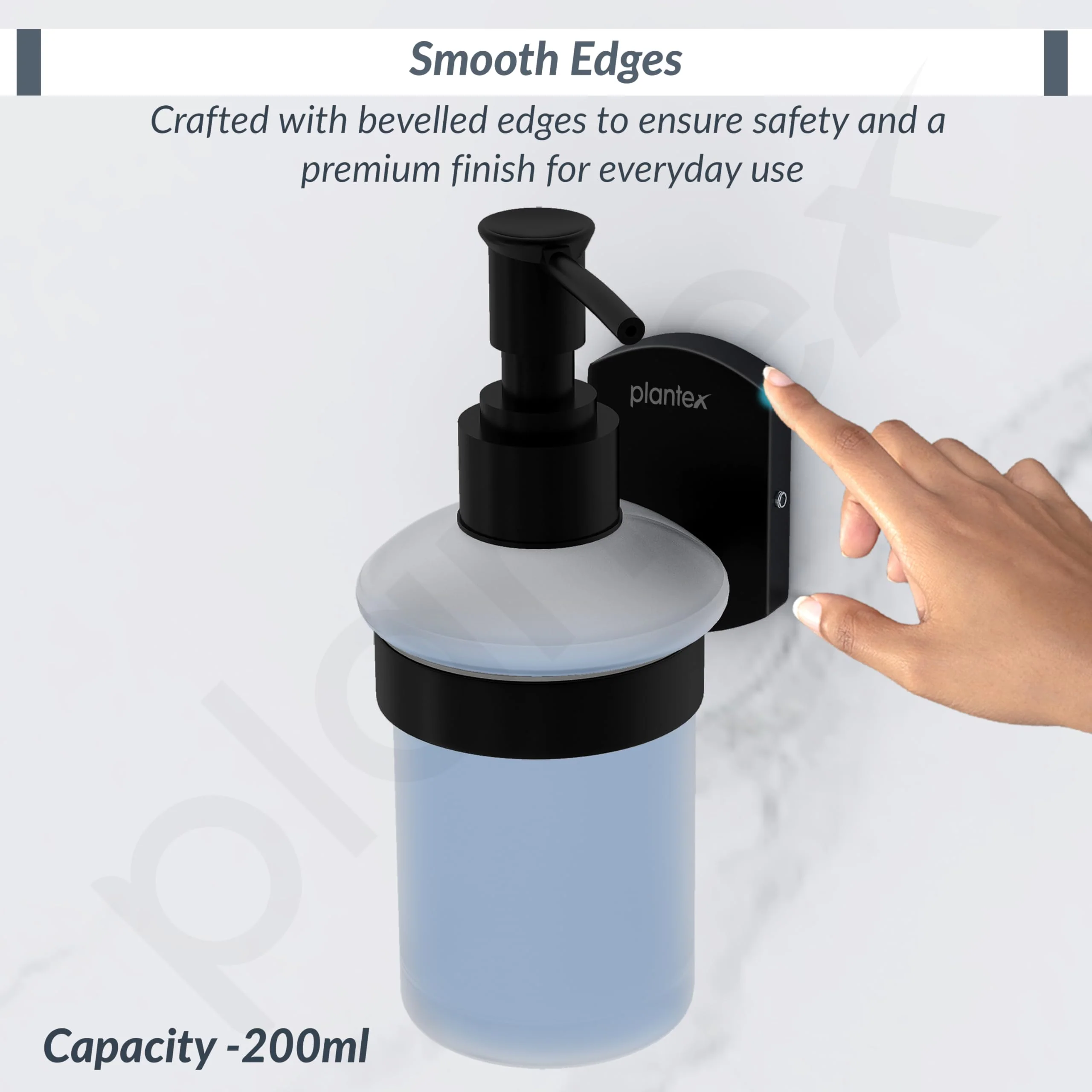 Plantex 304 Grade Stainless Steel Liquid Soap Dispenser/Shampoo Dispenser/Handwash Dispenser/Bathroom Accessories - Parv (Black) - Image 6