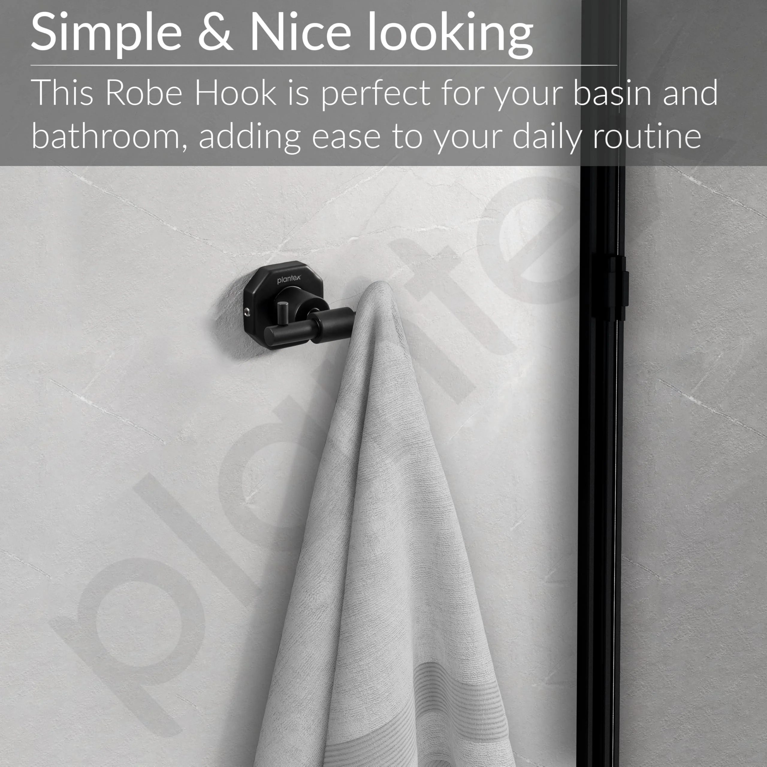 Plantex 304 Grade Stainless Steel Robe Hook/Cloth Holder/Towel Hanger/Bathroom Accessories - Nipron (Black) - Image 6