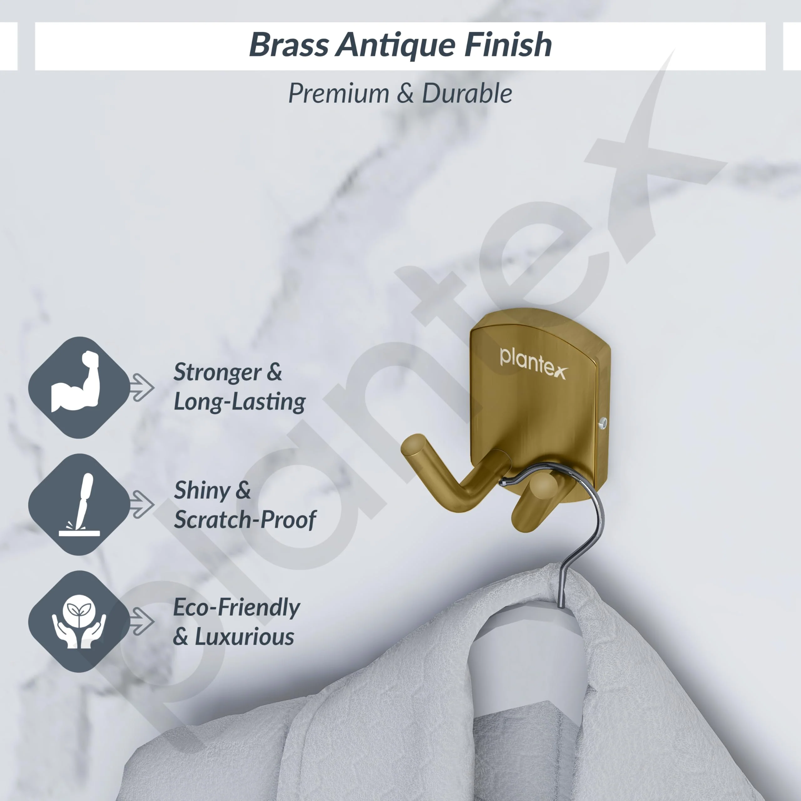 Plantex 304 Grade Stainless Steel Robe Hook/Cloth-Towel Hanger/Door Hanger-Hook/Bathroom Accessories - Pack of 1 (Parv-Brass Antique) - Image 3