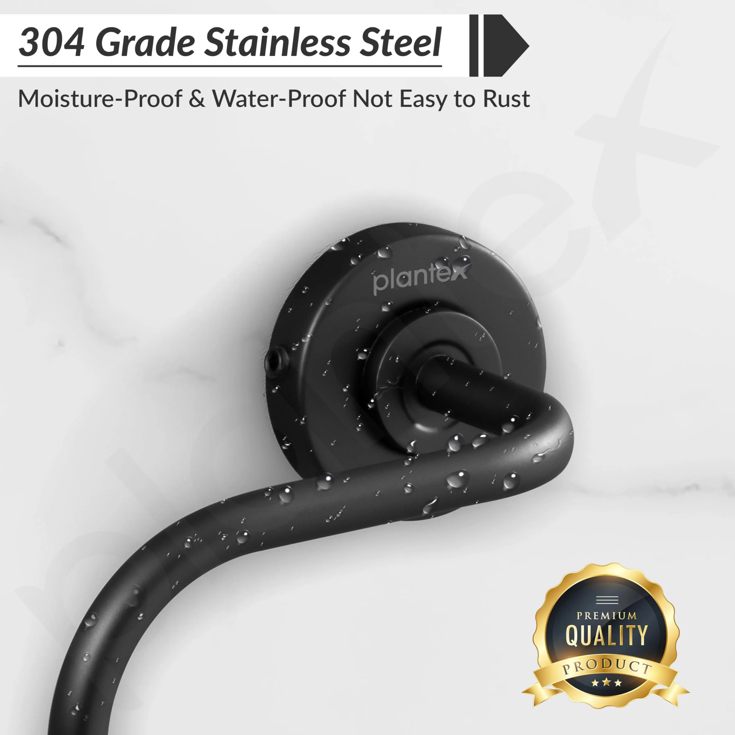 Plantex 304 Grade Stainless Steel Round Napkin Holder for washbasin/Hand Towel Holder/Napkin Ring for Bathroom/Bathroom Accessories - Daizy (Black) - Image 5