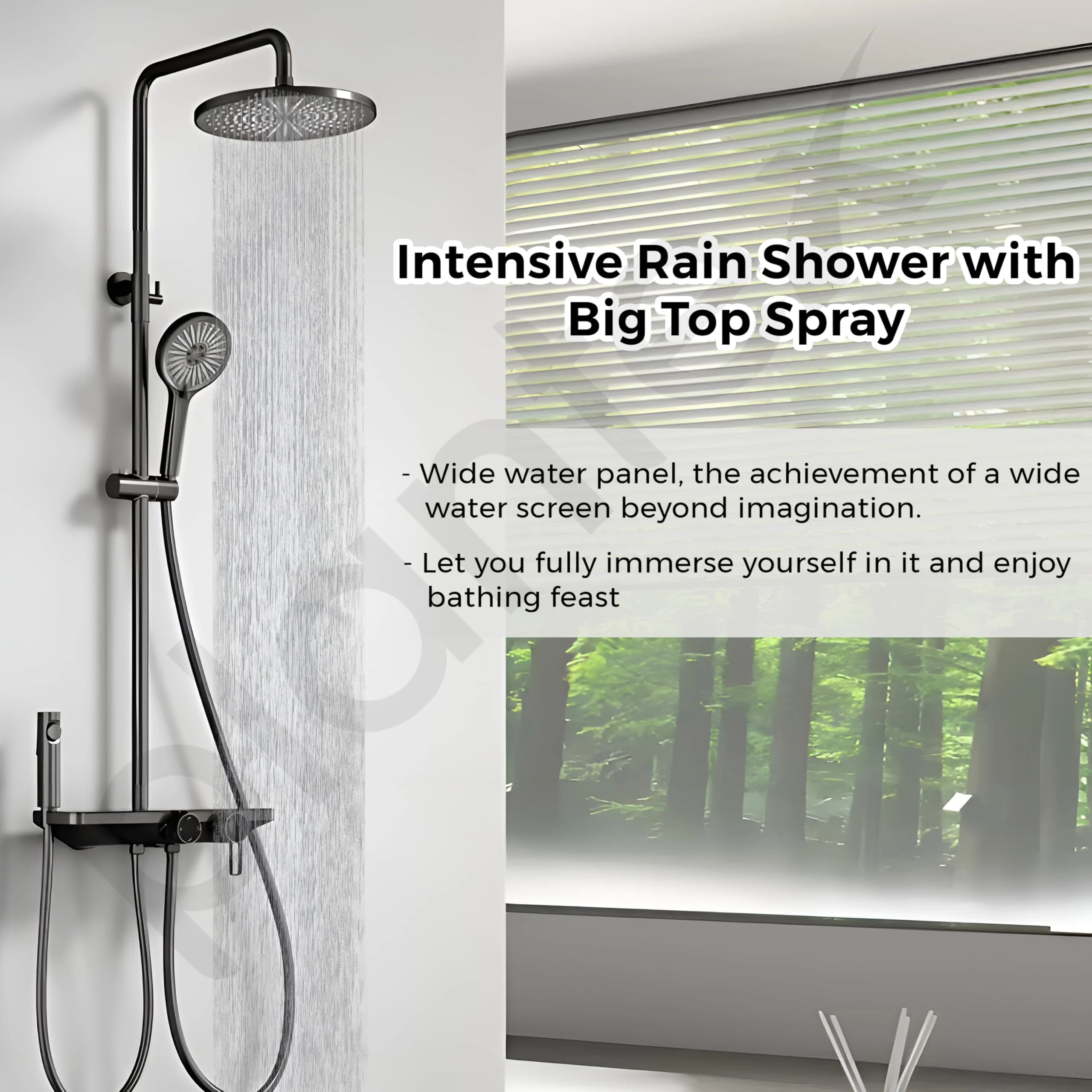 Plantex 304 Grade Stainless Steel Shower Panel for Bathroom/Modern Shower System with Head Shower/Hand Shower & Massage Spray Jet for Bathroom (Gun Metal Grey) - Image 3