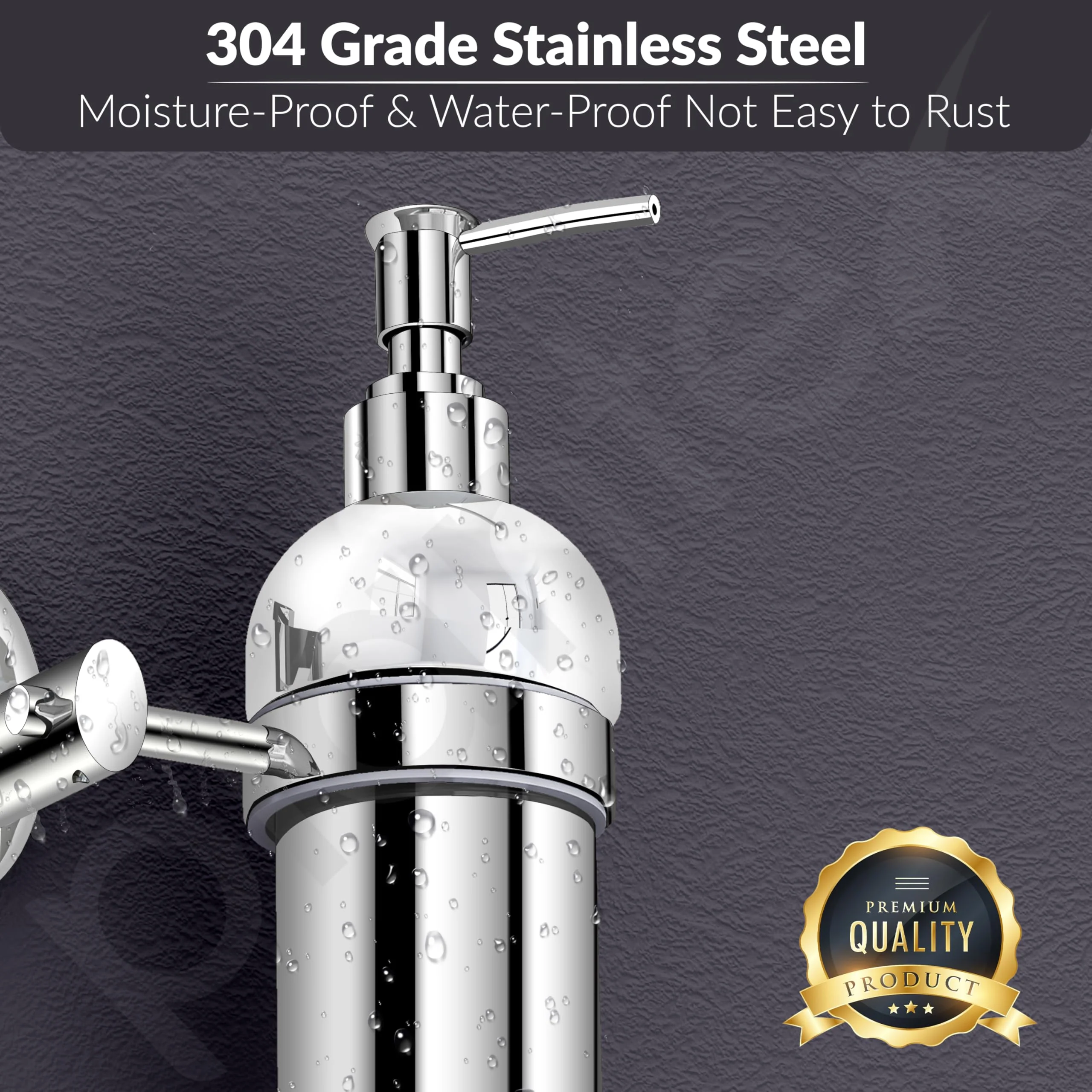 Plantex 304 Grade Stainless Steel Silver Wash Basin Handwash Holder/Wall Mounted Dispenser/Bathroom Accessories - Oreva (Chrome) - Image 4