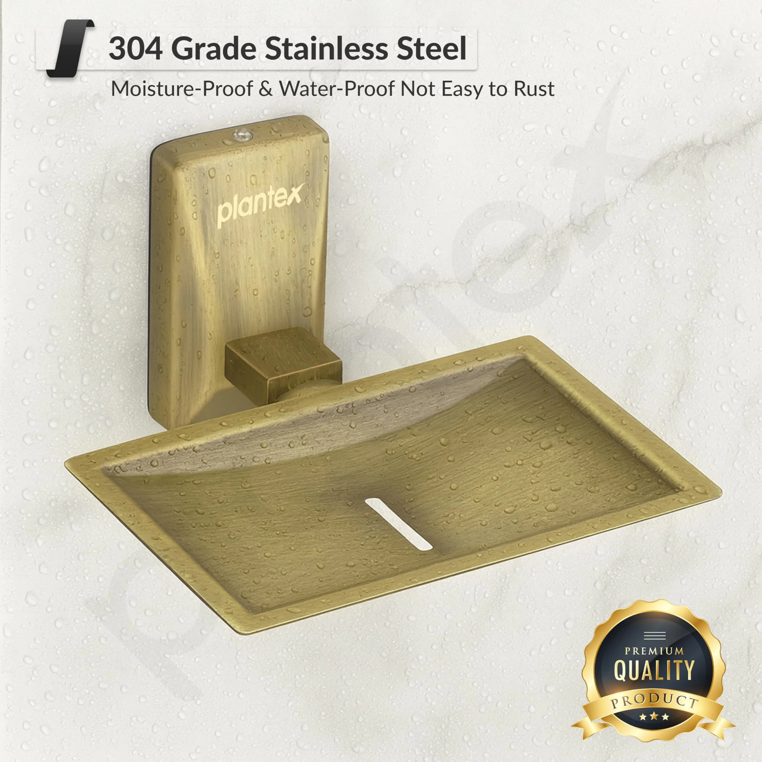 Plantex 304 Grade Stainless Steel Single Soap Dish/Soap Stand/Soap Case/Soap Storage for Bathroom - Crystal (Brass Antique) - Image 7