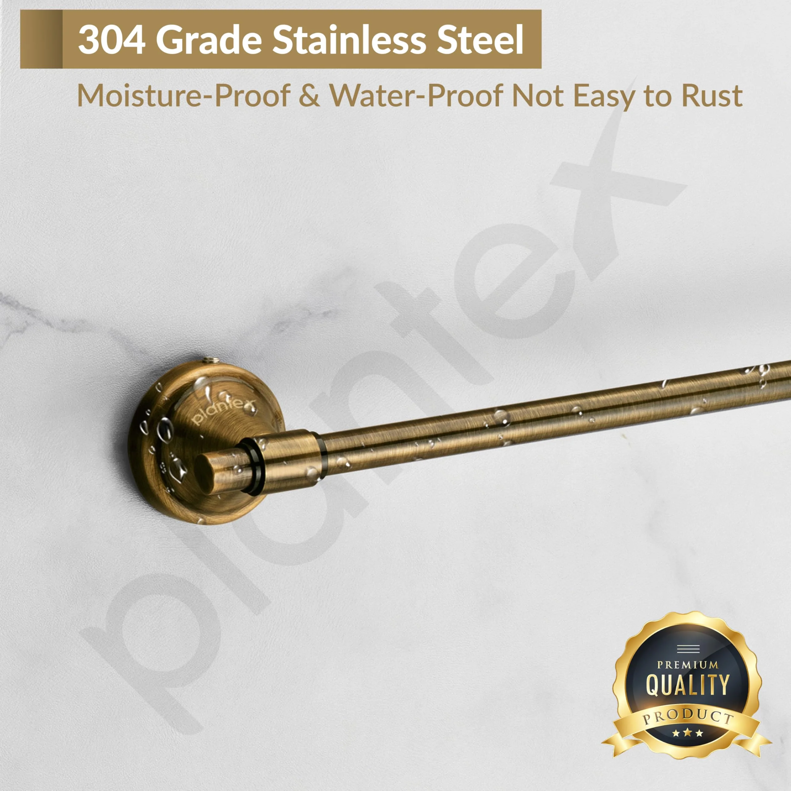 Plantex 304 Grade Stainless Steel Single Towel Rod for Bathroom/Towel Hanger/Towel Holder/Bathroom Accessories - Niko (Brass Antique) - Image 4