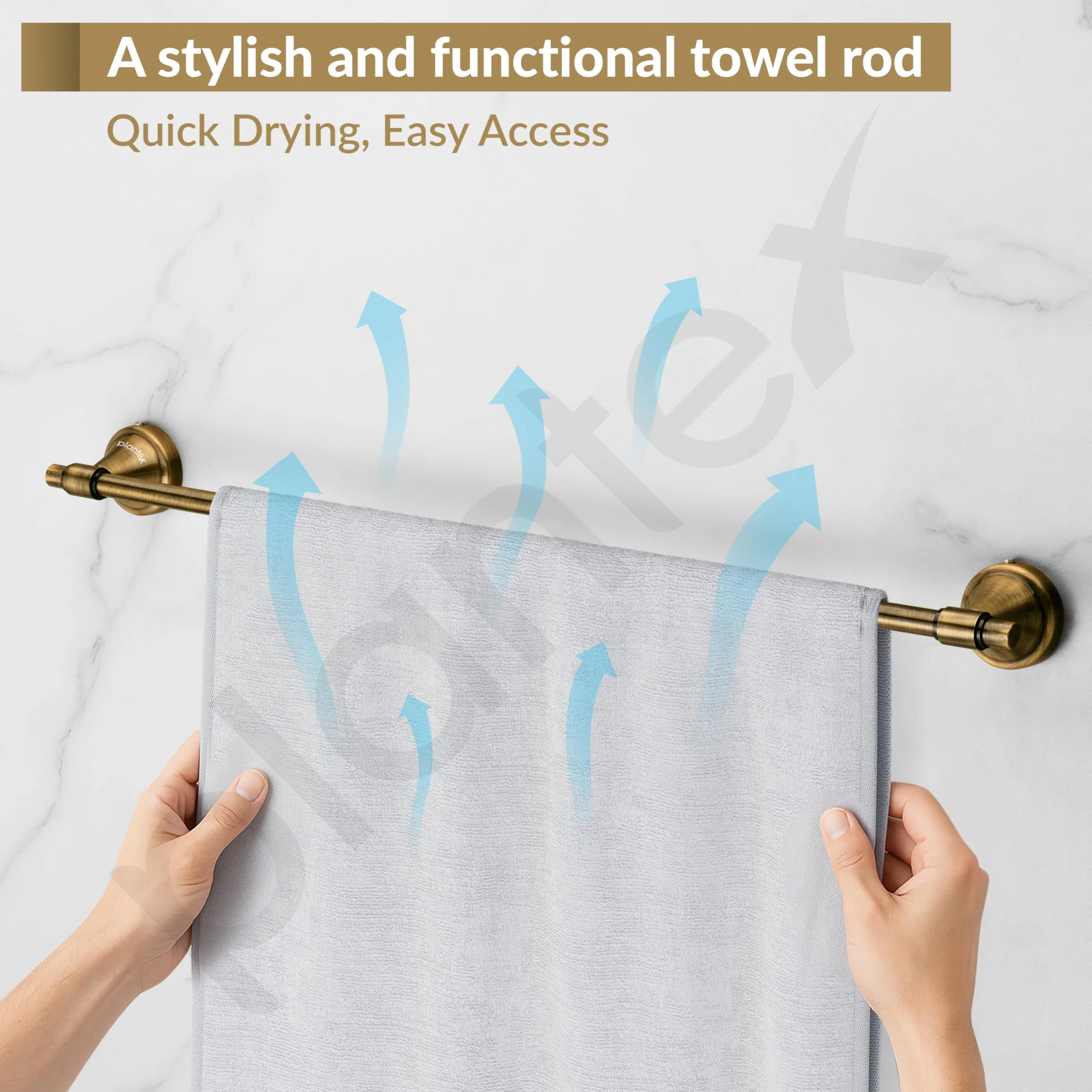 Plantex 304 Grade Stainless Steel Single Towel Rod for Bathroom/Towel Hanger/Towel Holder/Bathroom Accessories - Niko (Brass Antique) - Image 7
