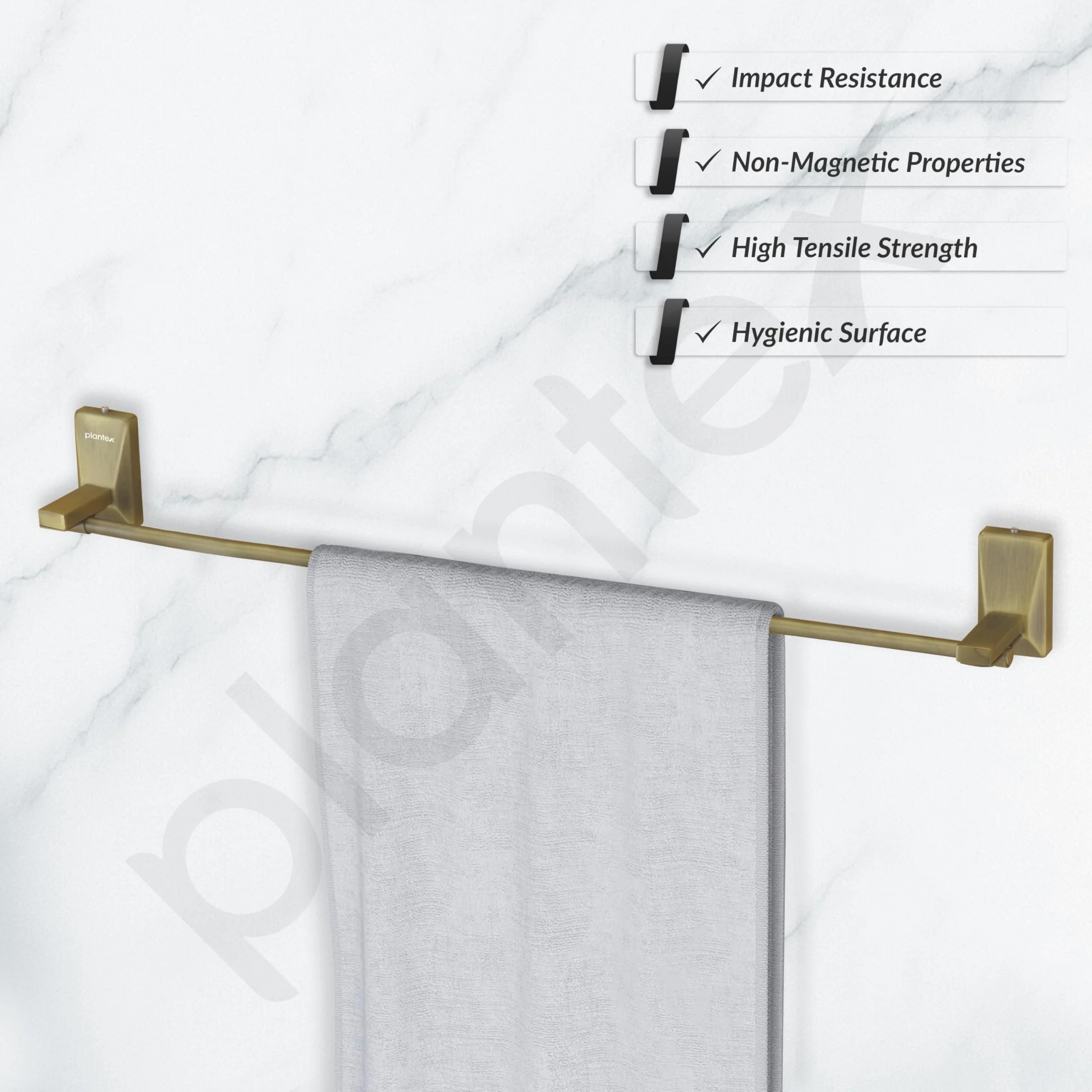 Plantex 304 Grade Stainless Steel Single Towel Rod/Towel Hanger for Bathroom/Hand Towel Holder/Bathroom Accessories - Crystal (Brass Antique) - Image 4