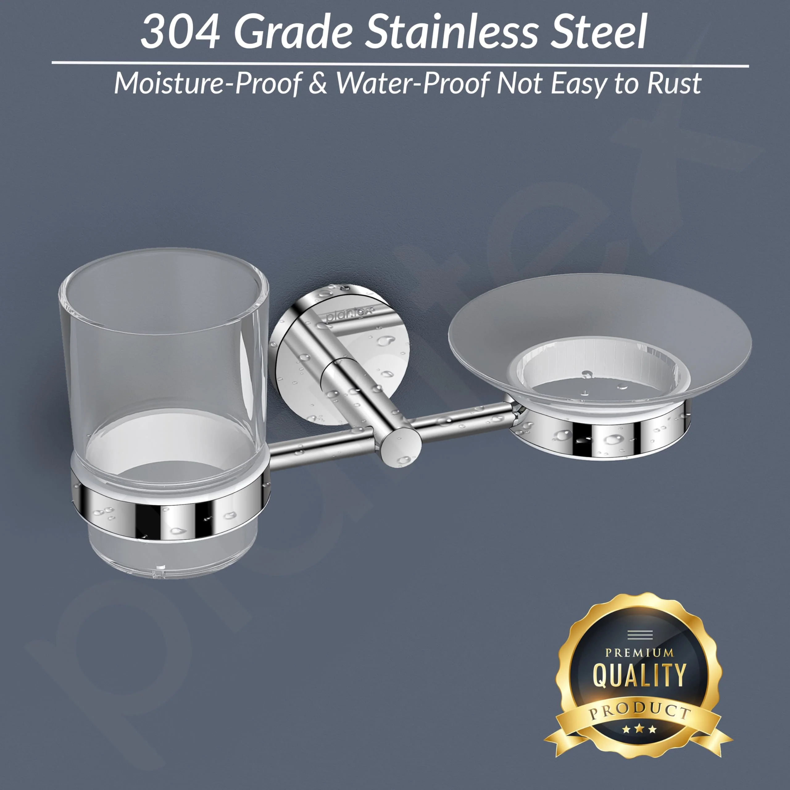 Plantex 304 Grade Stainless Steel Soap and Brush Holder Stand for Bathroom and Wash Basin/Bathroom Accessories - Oreo (Chrome) - Image 4